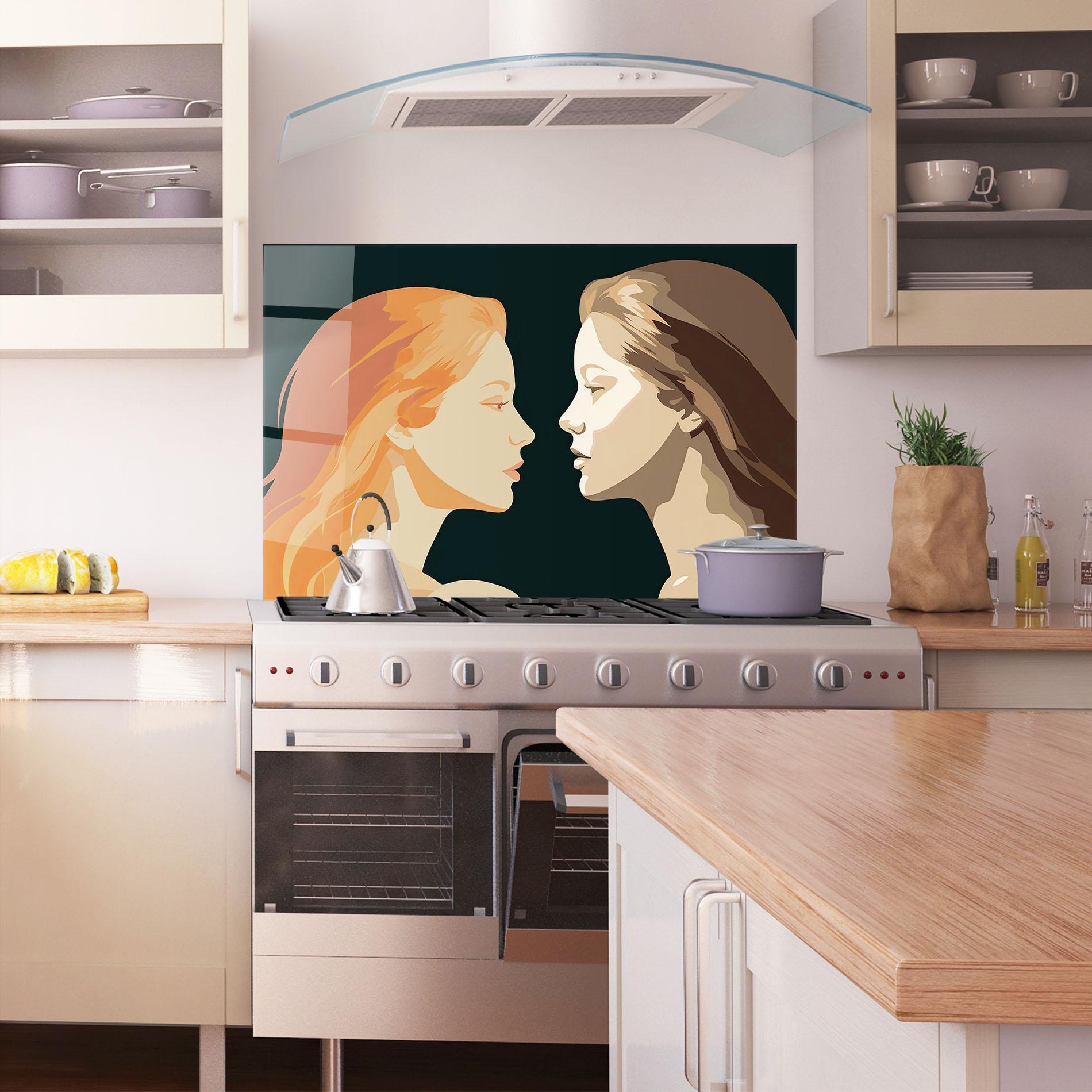 Küchenrückwand Glas Orange Pop Girl mockup 1
