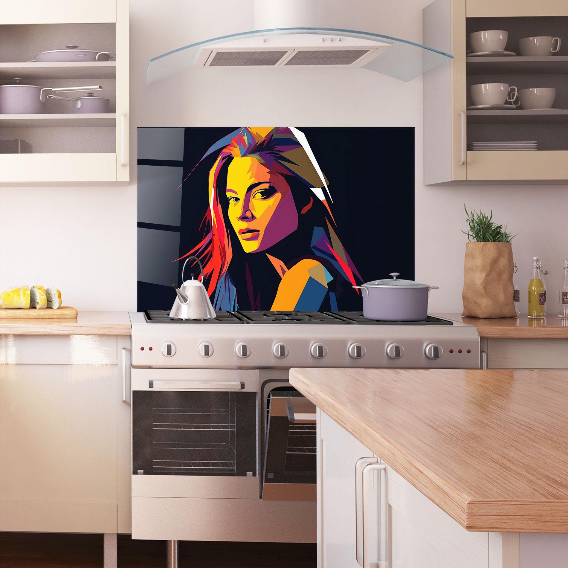 Küchenrückwand Glas Orange Pop Light mockup 1