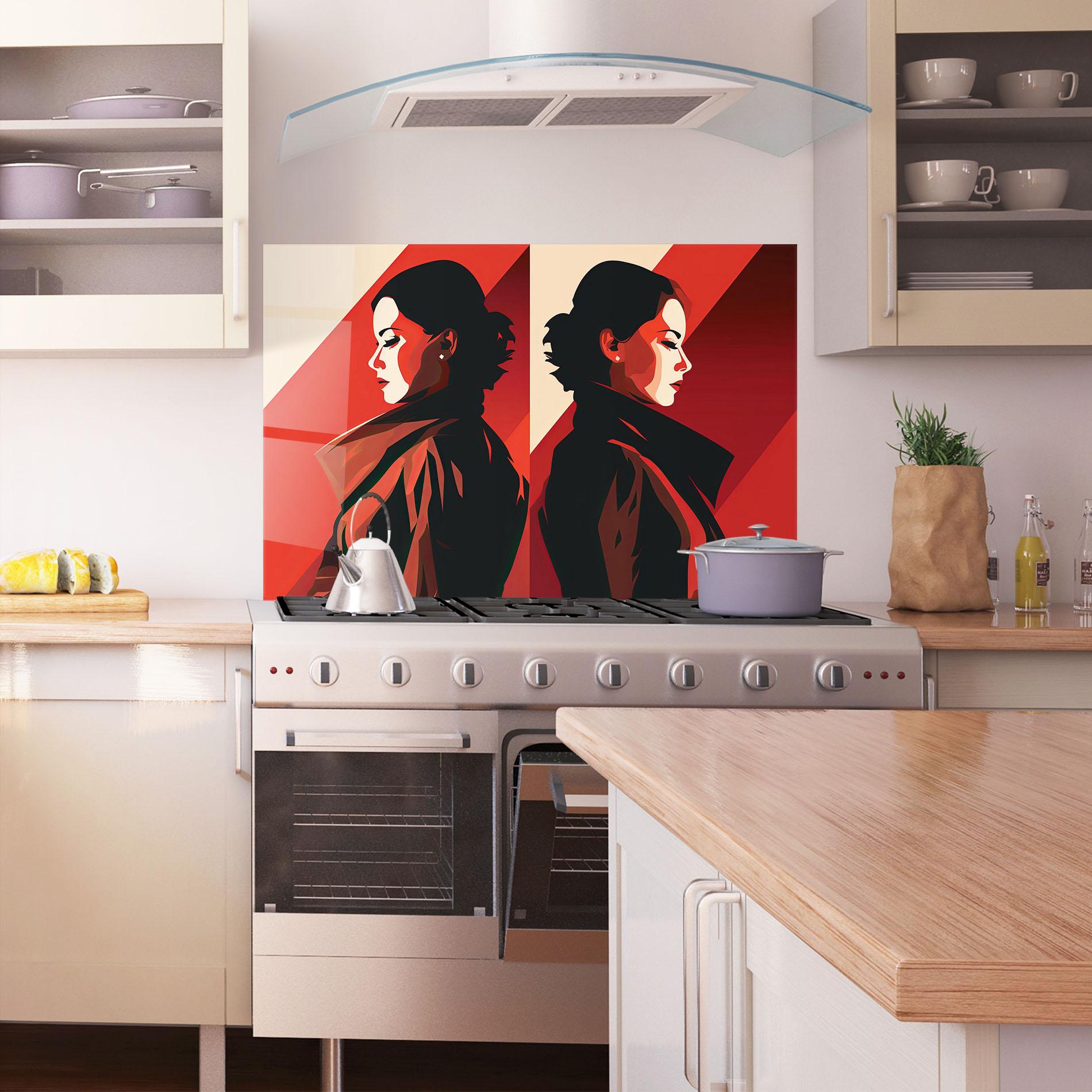 Küchenrückwand Glas Pop Outfit Lady mockup 1