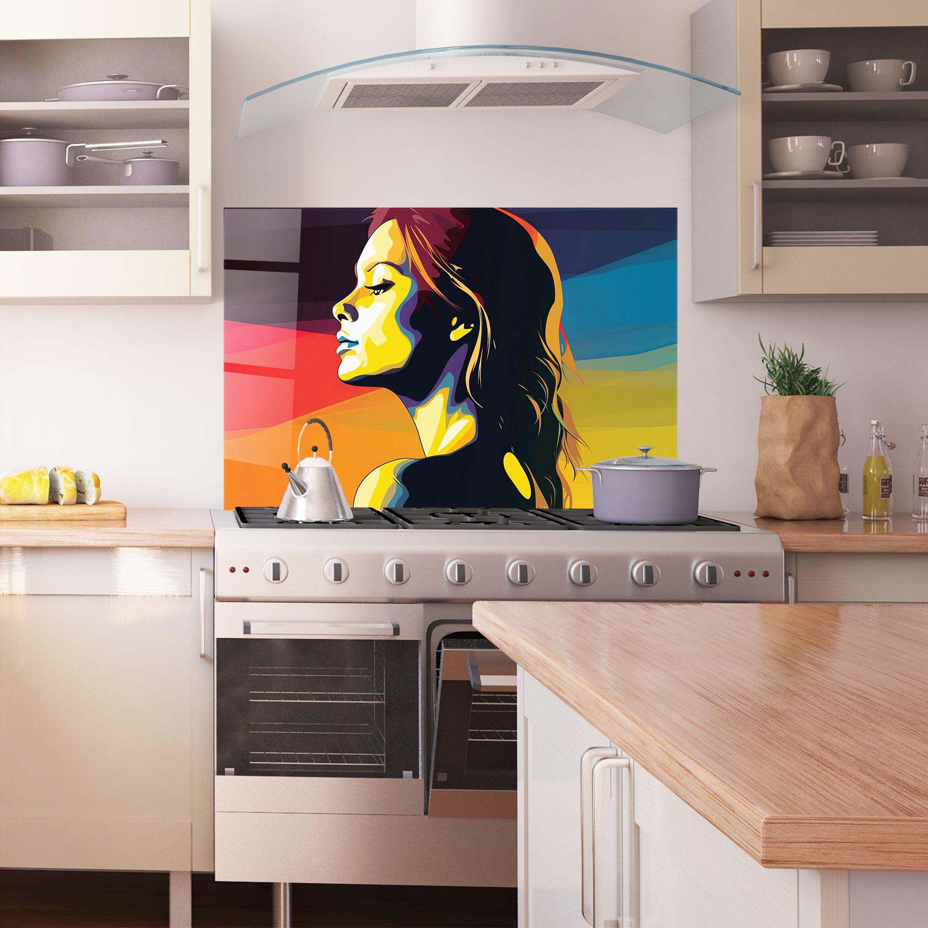 Küchenrückwand Glas Yellow Light Pop Art mockup 1