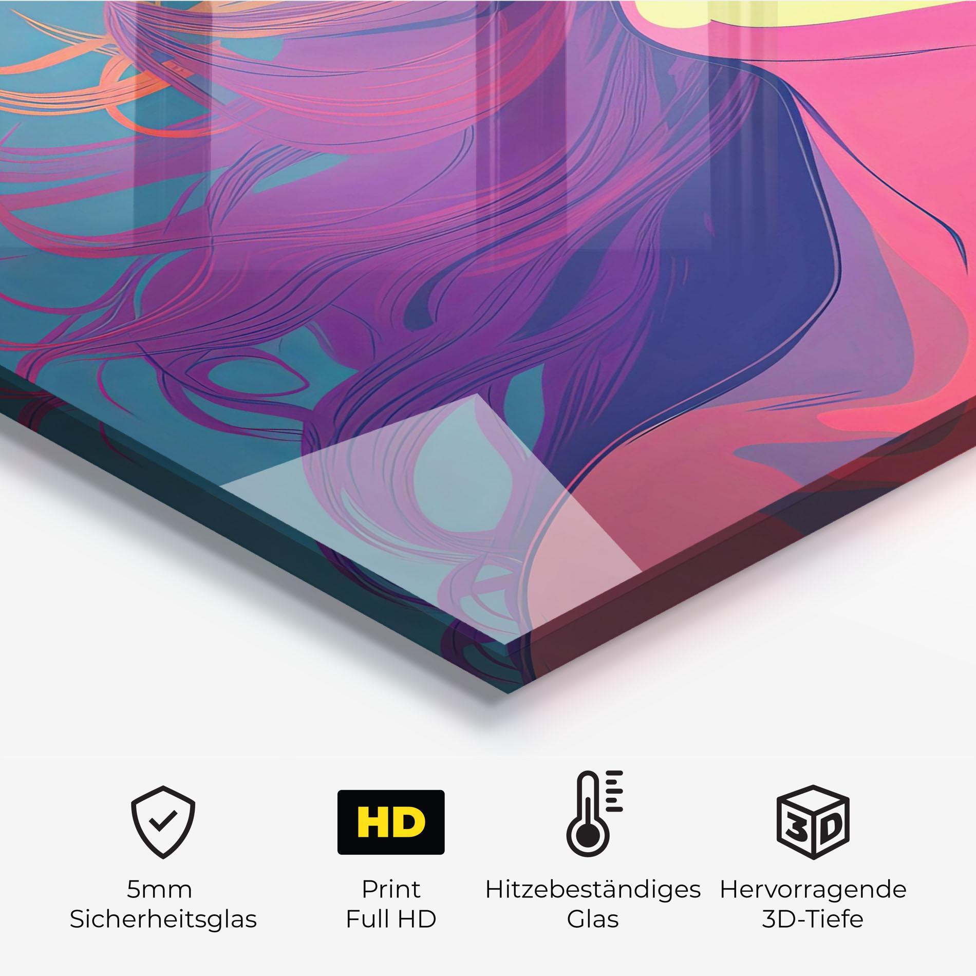 Küchenrückwand Glas Long Pop Hair mockup 2