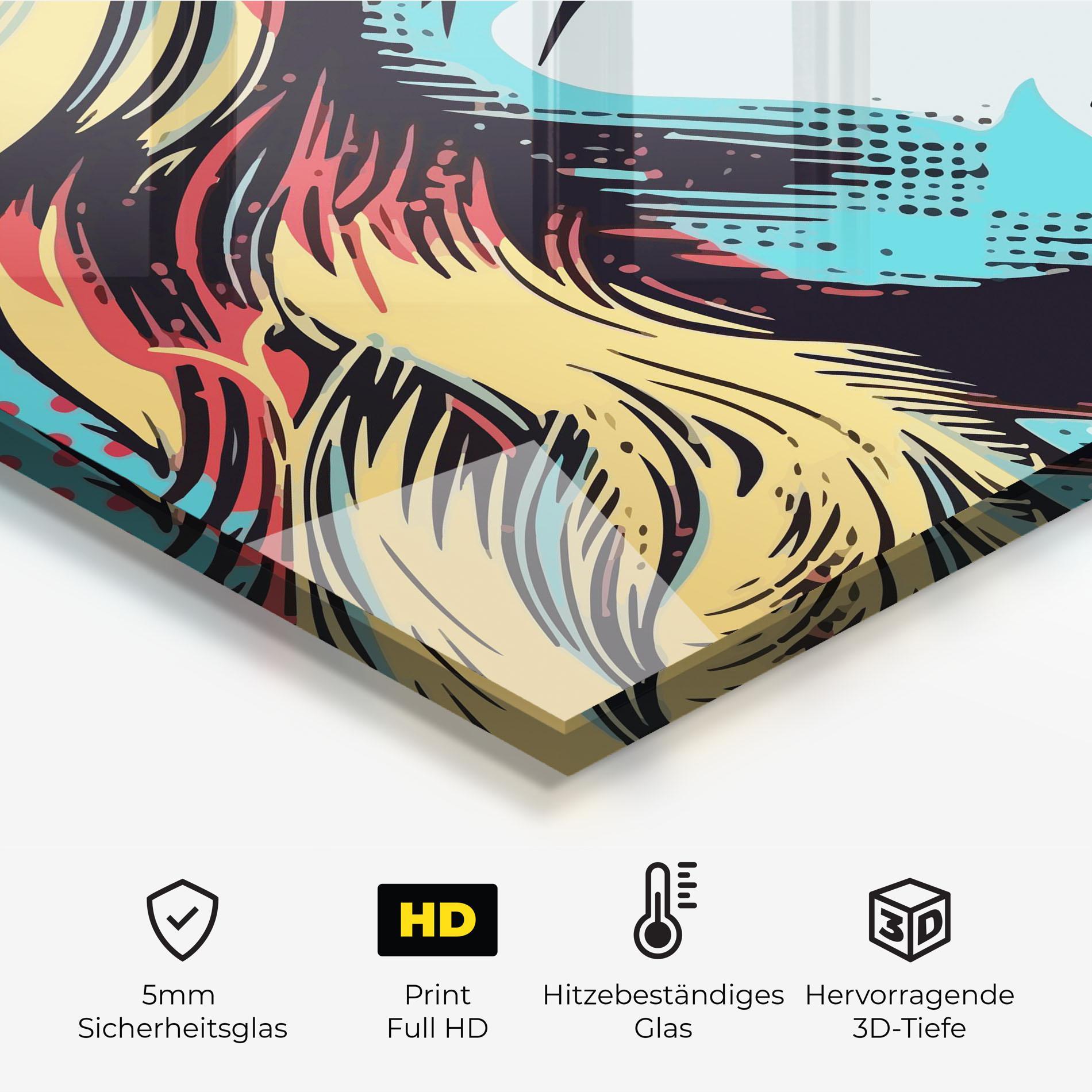 Küchenrückwand Glas Pop Art Lady mockup 2