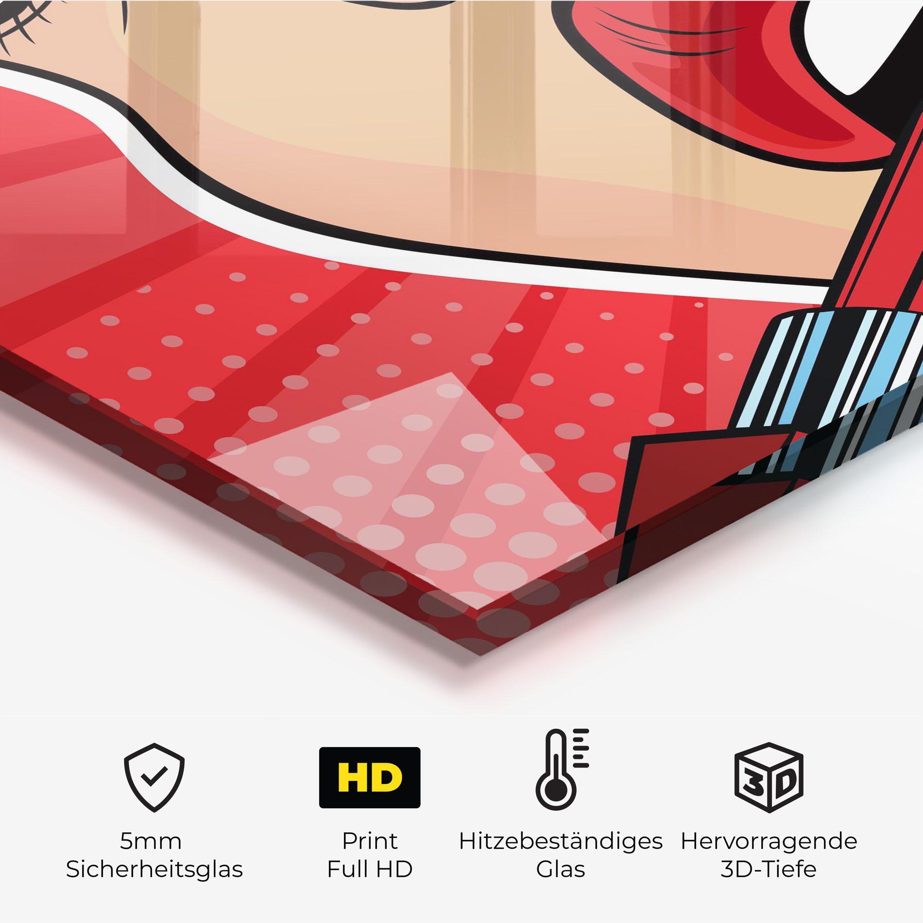 Küchenrückwand Glas Pop Art Lipstick mockup 2