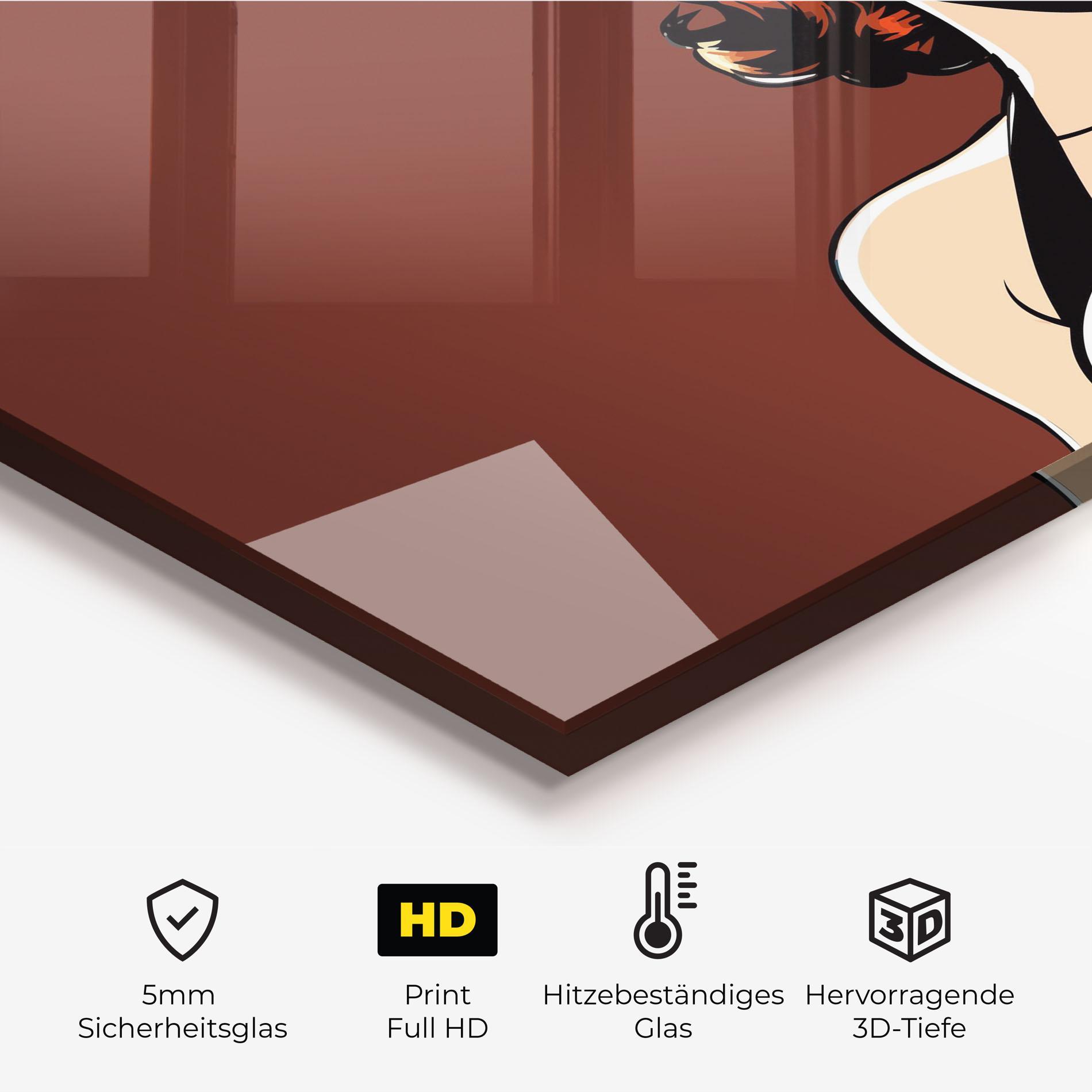 Küchenrückwand Glas Pop Beautiful Woman mockup 2