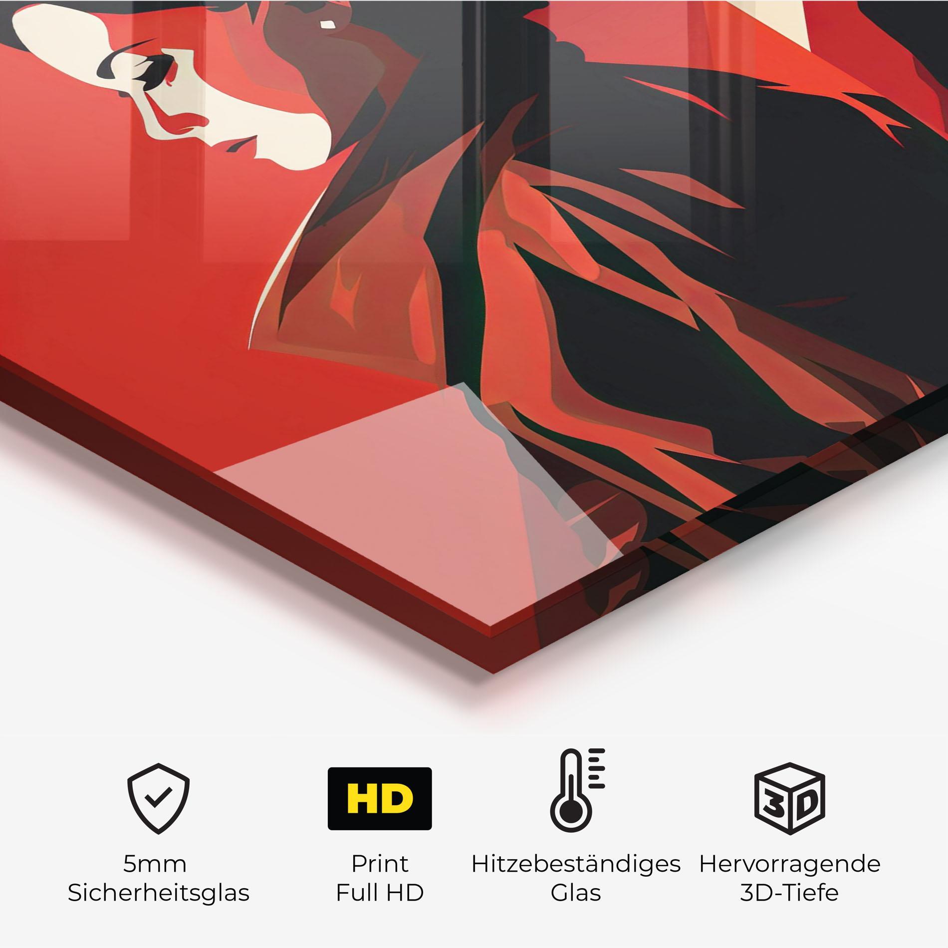 Küchenrückwand Glas Pop Outfit Lady mockup 2