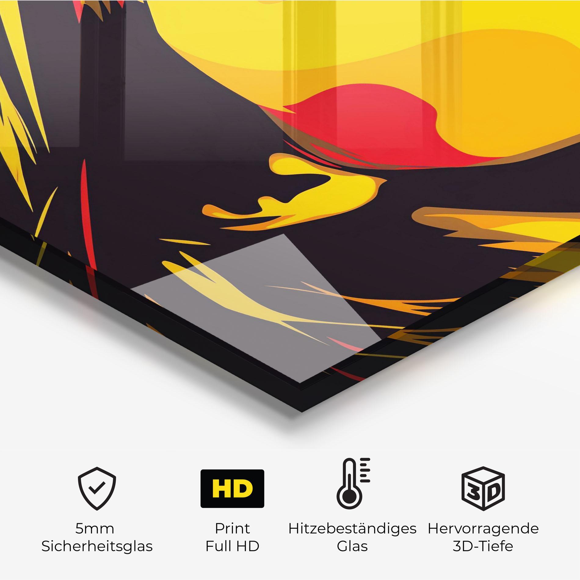 Küchenrückwand Glas Pop Red Yellow Girl mockup 2