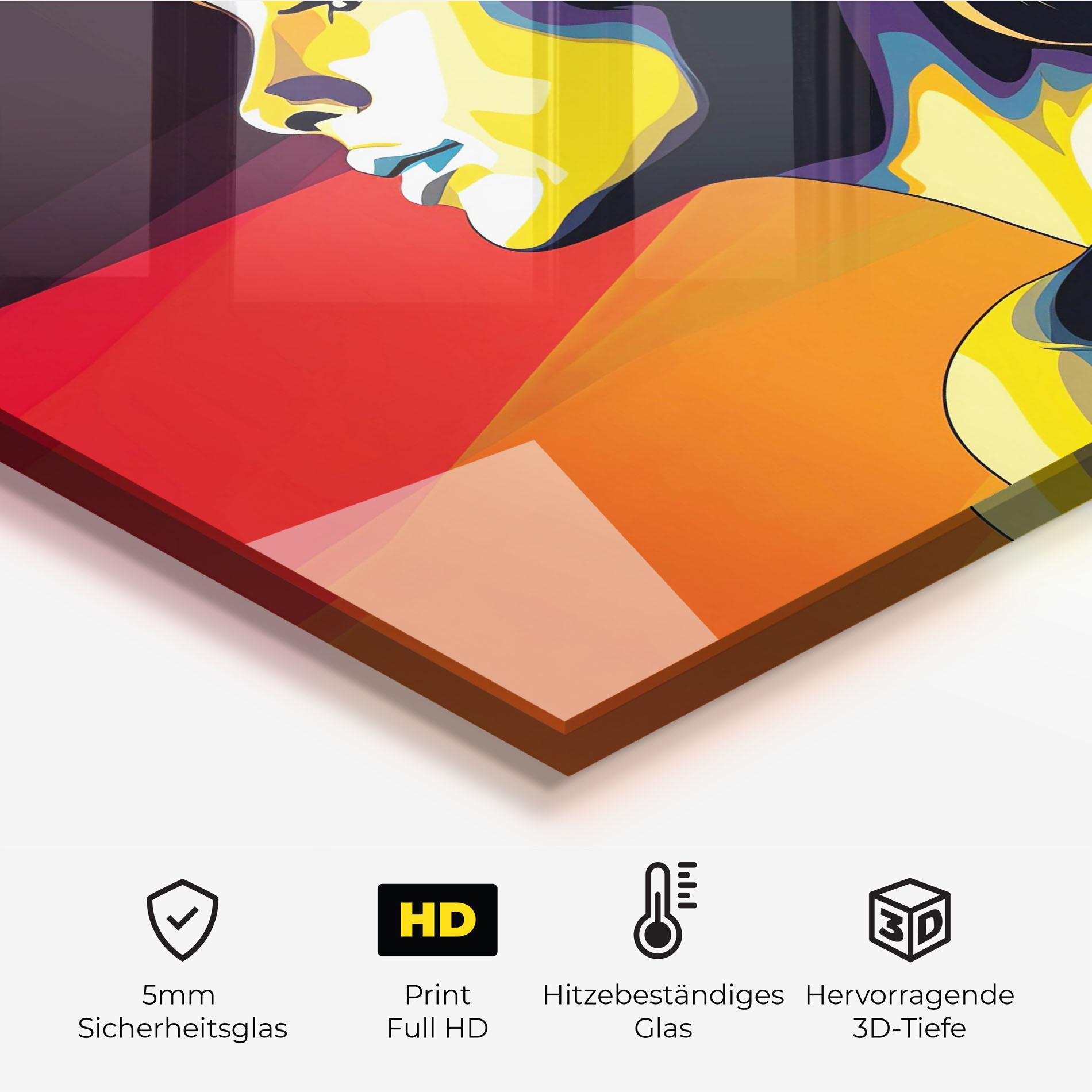 Küchenrückwand Glas Yellow Light Pop Art mockup 2