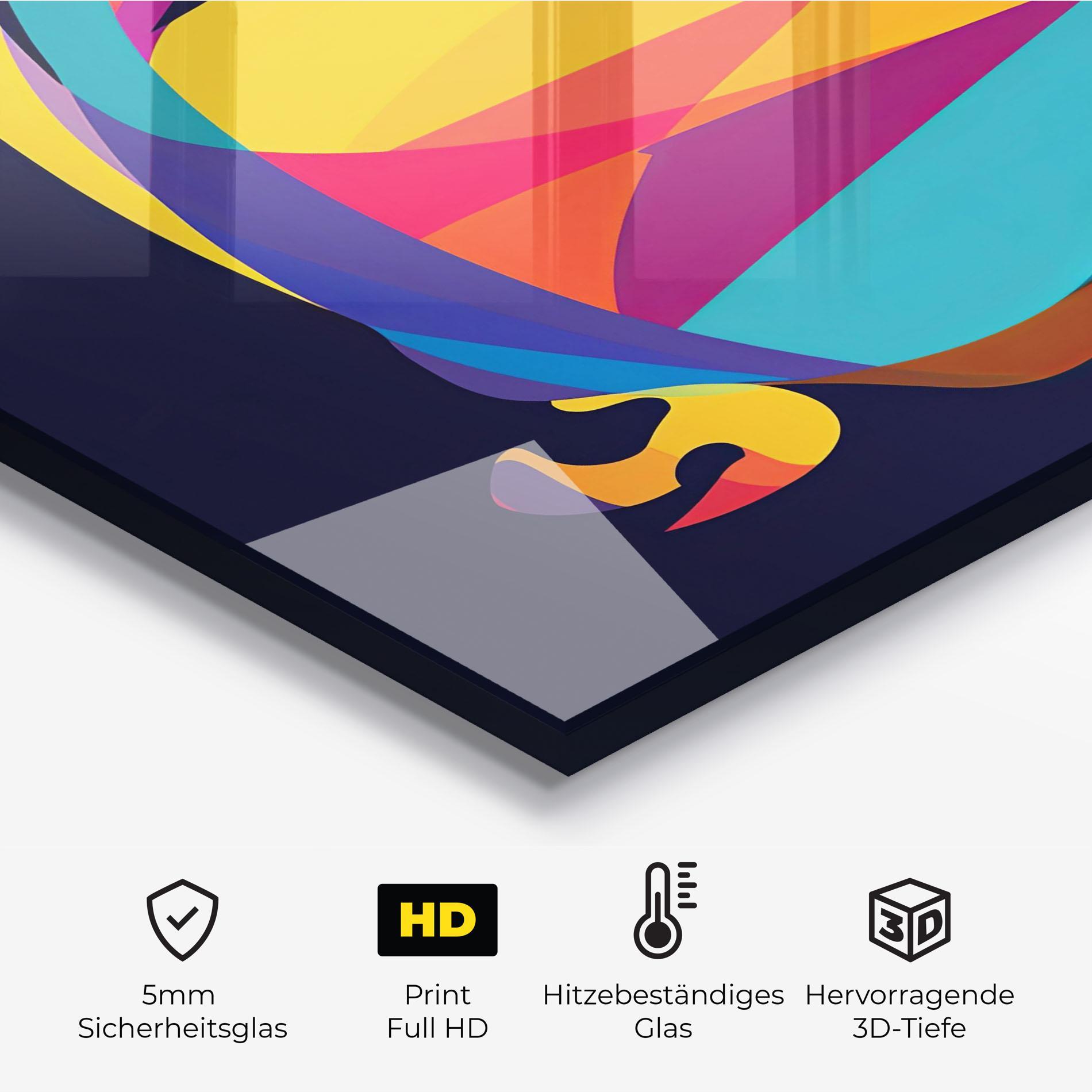 Küchenrückwand Glas Yellow Pop Face mockup 2