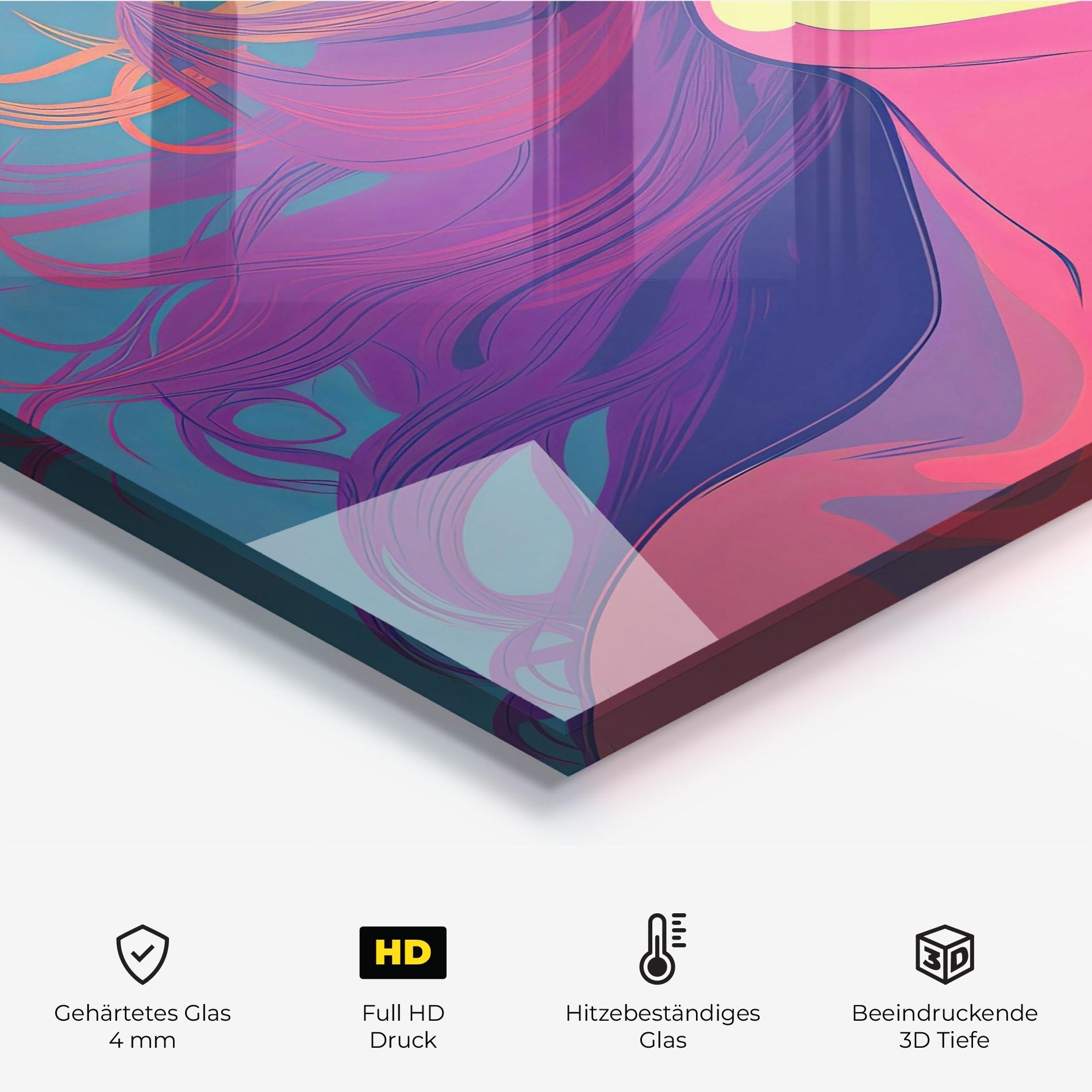 Küchenrückwand Glas Long Pop Hair mockup 2