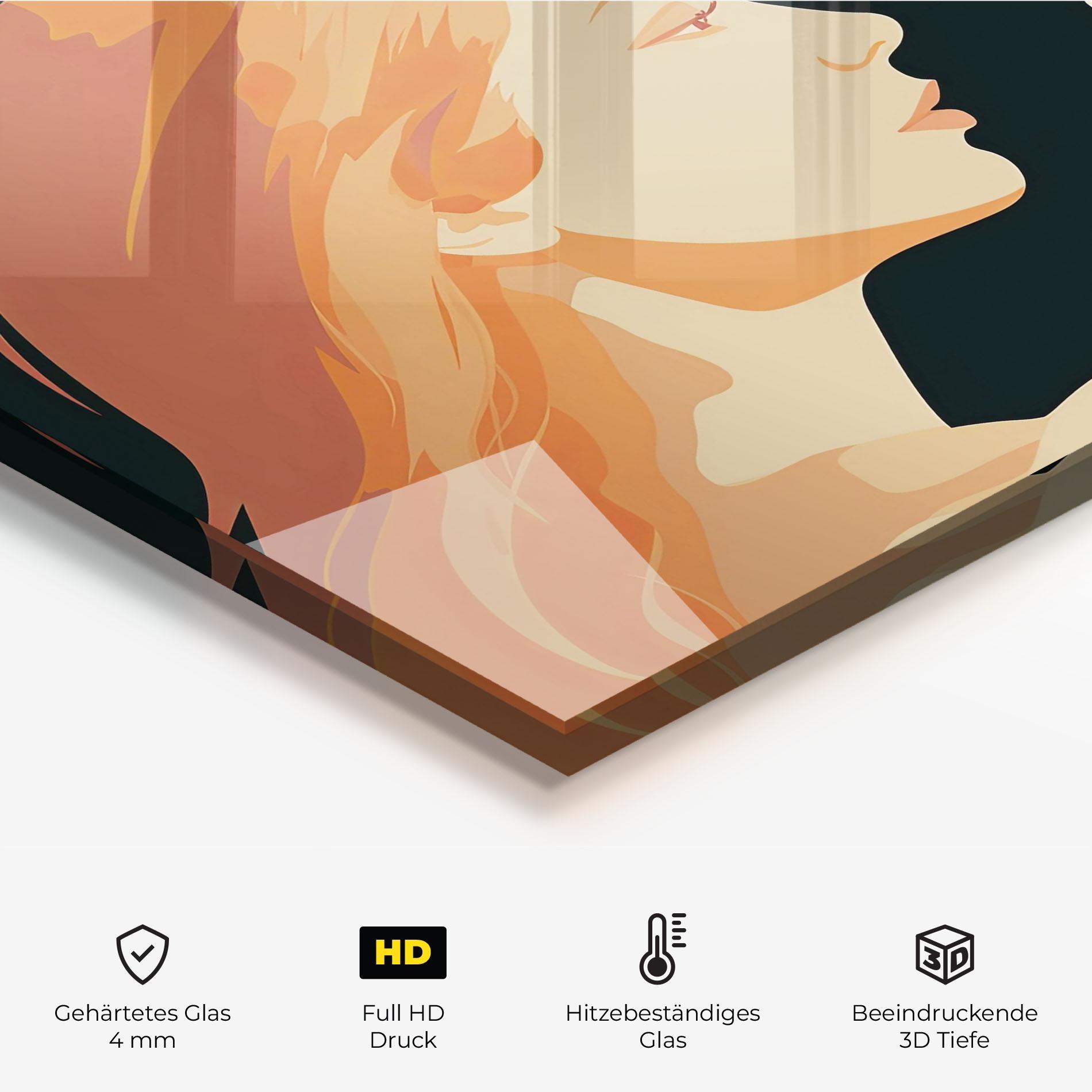 Küchenrückwand Glas Orange Pop Girl mockup 2