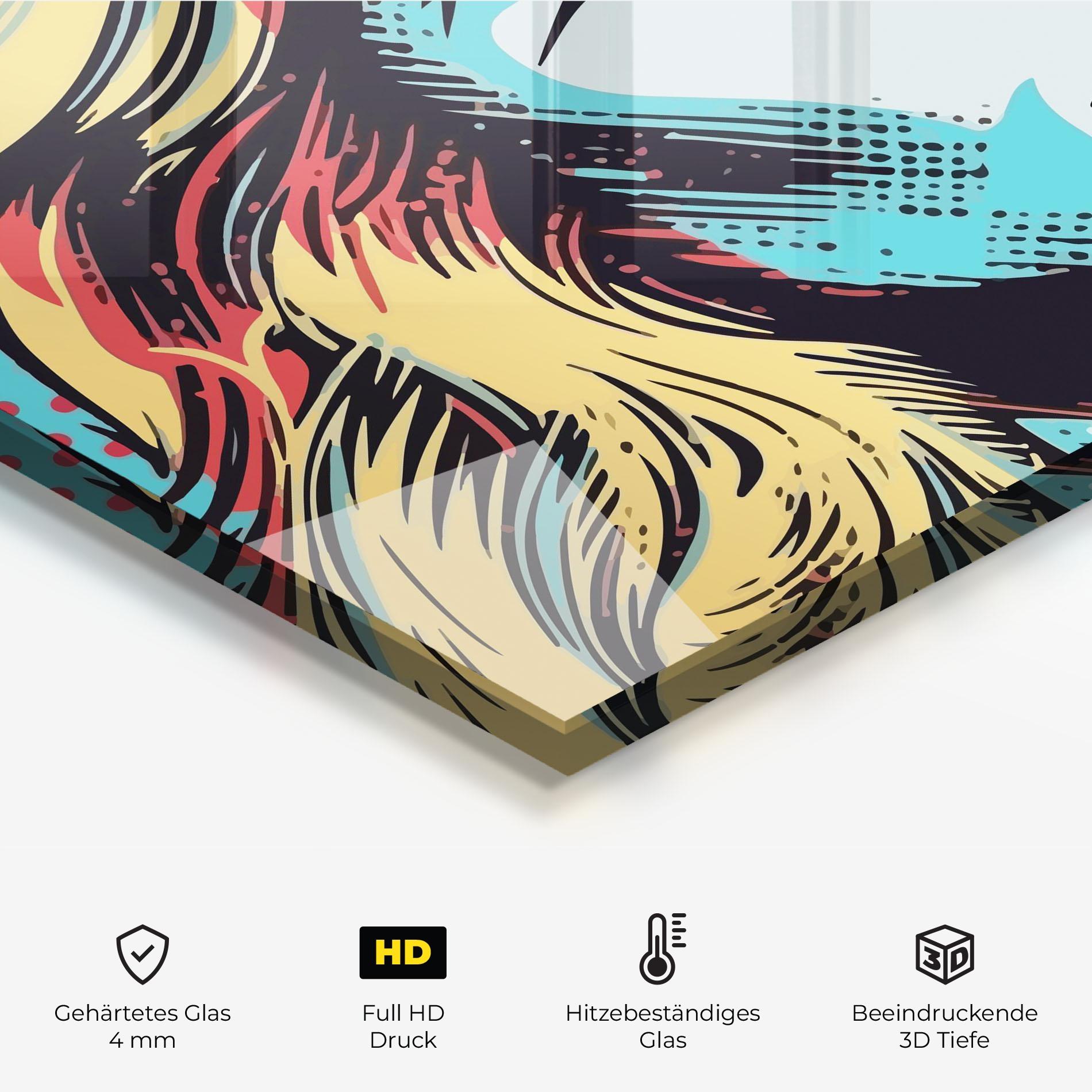 Küchenrückwand Glas Pop Art Lady mockup 2