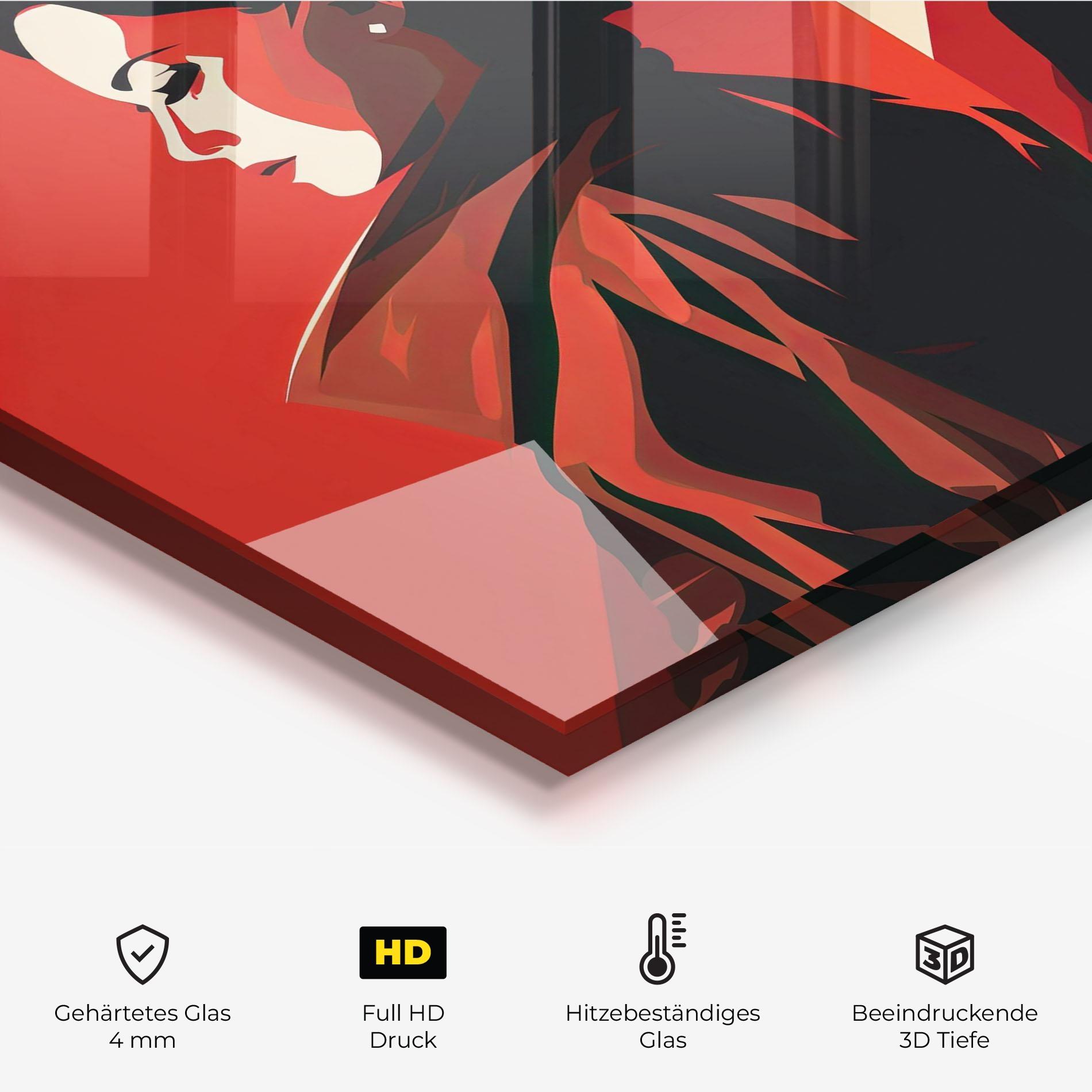 Küchenrückwand Glas Pop Outfit Lady mockup 2