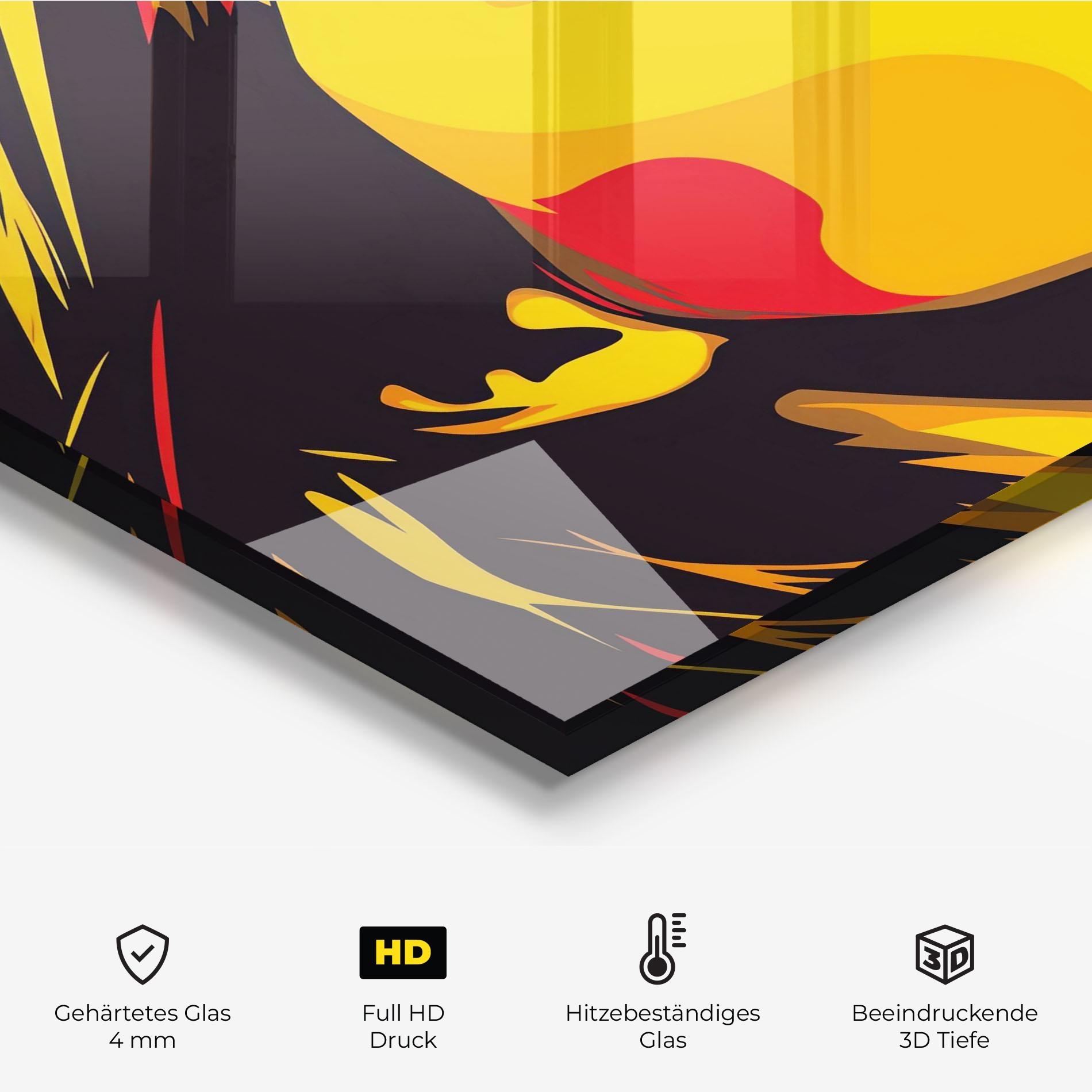 Küchenrückwand Glas Pop Red Yellow Girl mockup 2