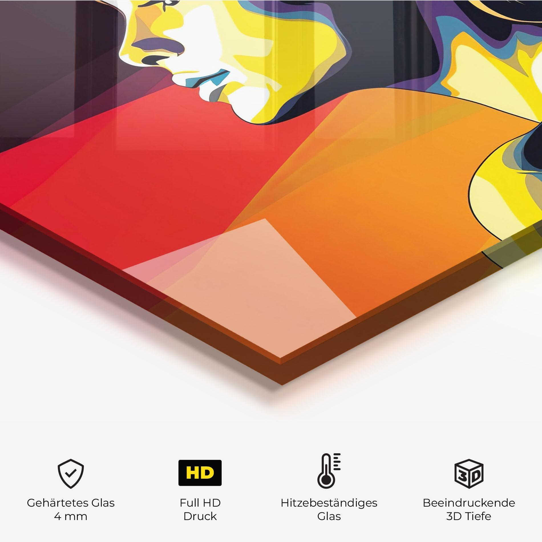 Küchenrückwand Glas Yellow Light Pop Art mockup 2