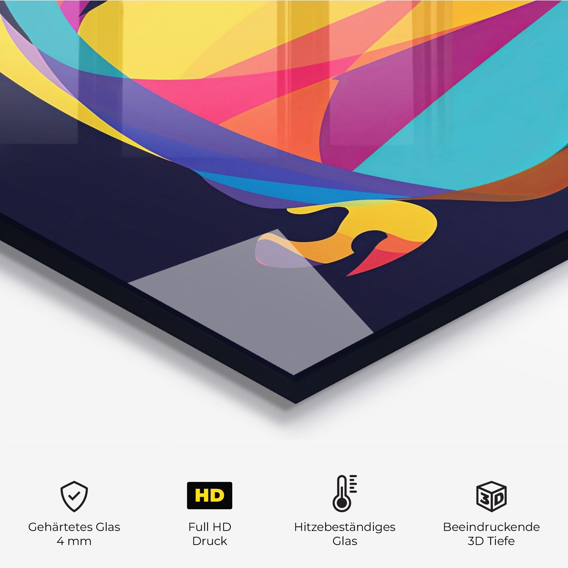 Küchenrückwand Glas Yellow Pop Face mockup 2