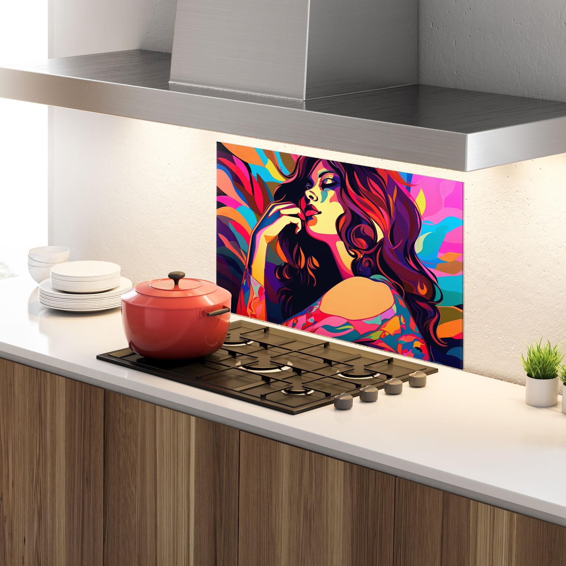 Küchenrückwand Glas Pop Color Mix mockup 4