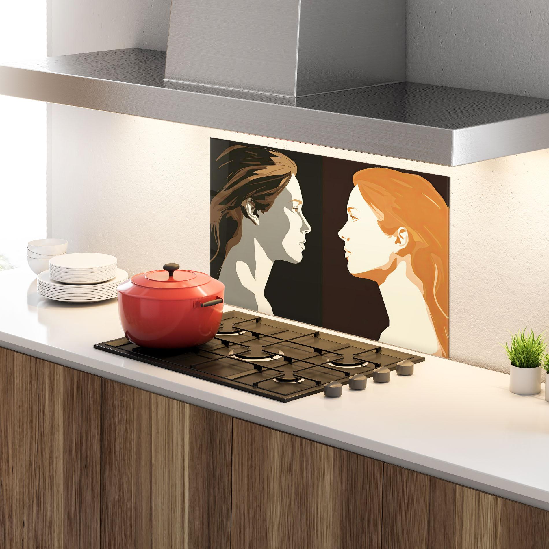 Küchenrückwand Glas Pop Face To Face mockup 4