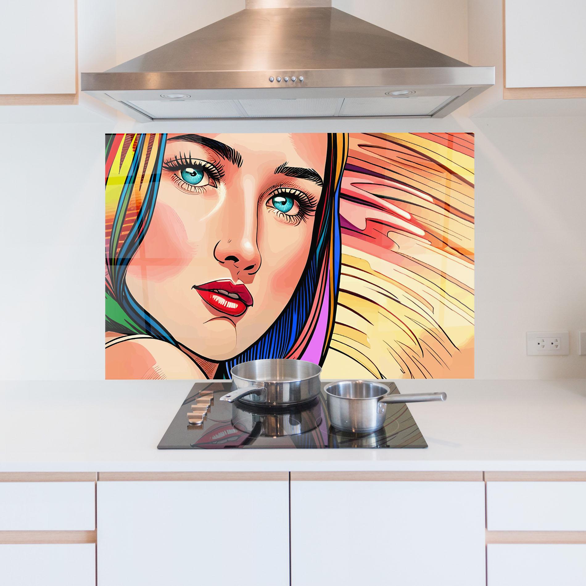 Küchenrückwand Glas Big Pop Eyes mockup 5