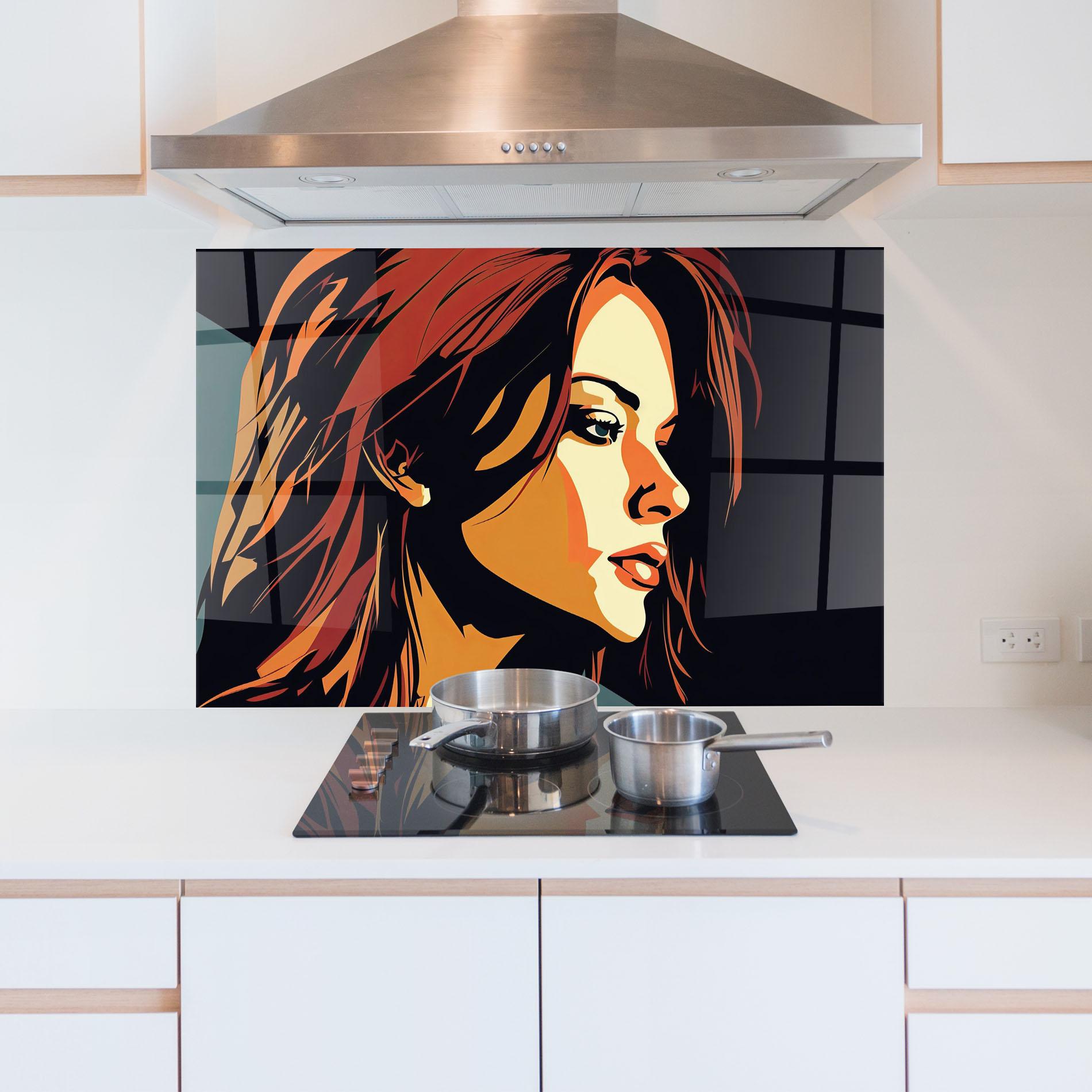 Küchenrückwand Glas Brown Pop Hair mockup 5