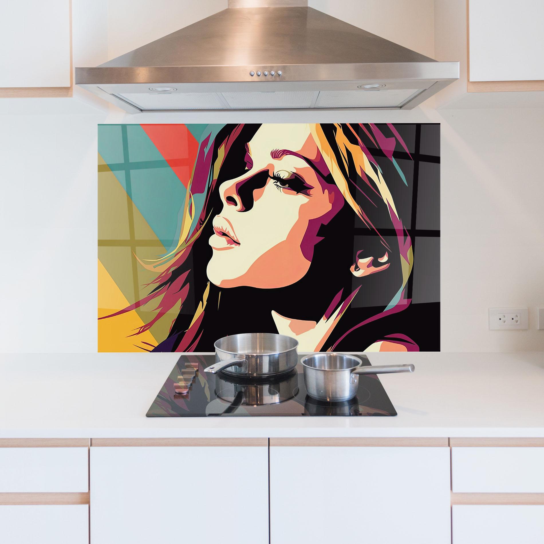 Küchenrückwand Glas Cream Pop Art mockup 5