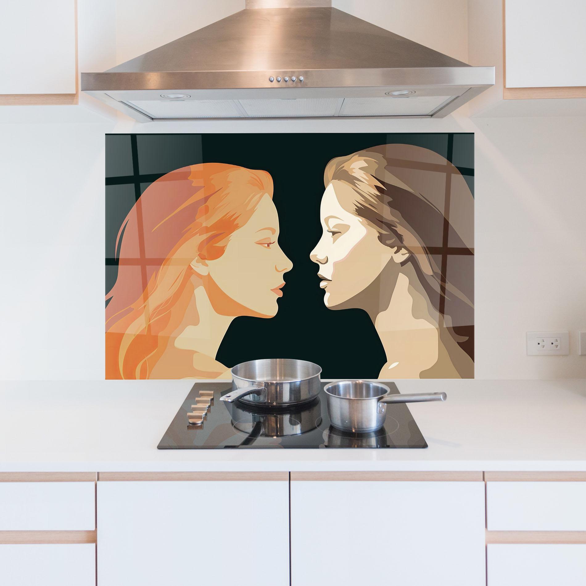 Küchenrückwand Glas Orange Pop Girl mockup 5