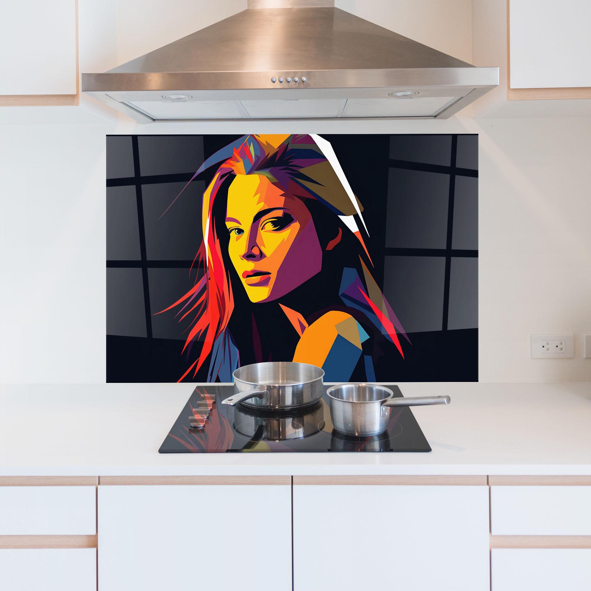 Küchenrückwand Glas Orange Pop Light mockup 5