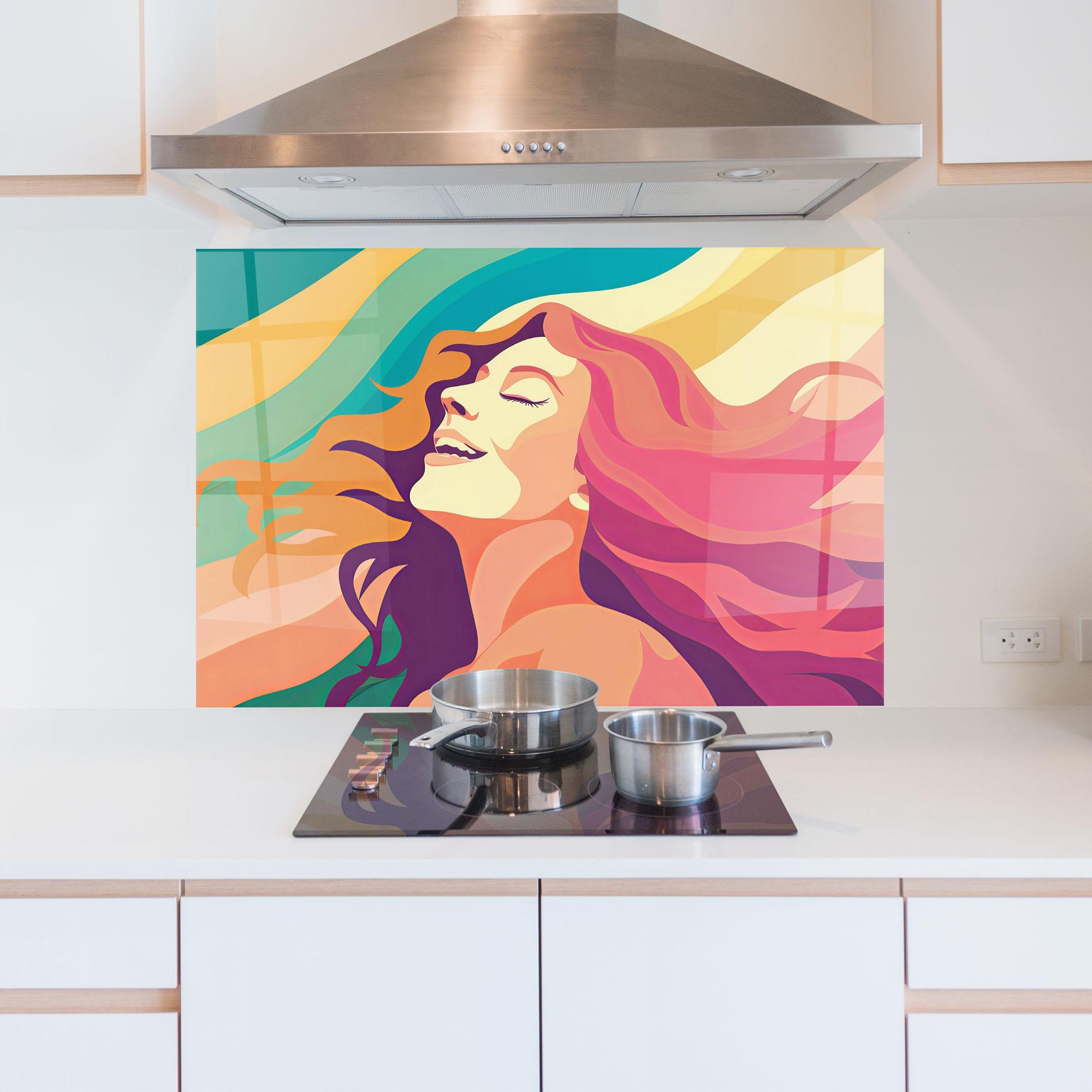 Küchenrückwand Glas Pink Pop Hair mockup 5