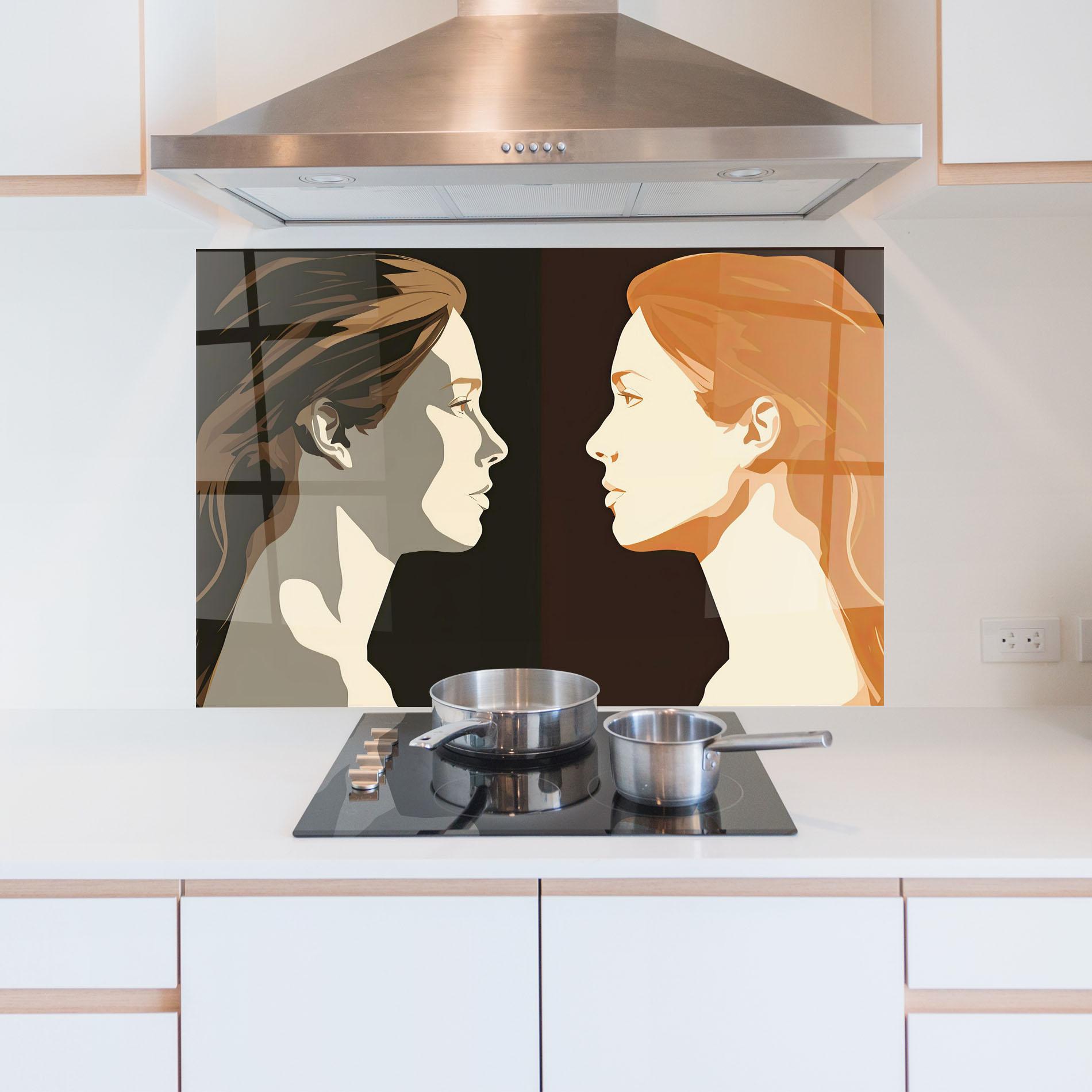 Küchenrückwand Glas Pop Face To Face mockup 5