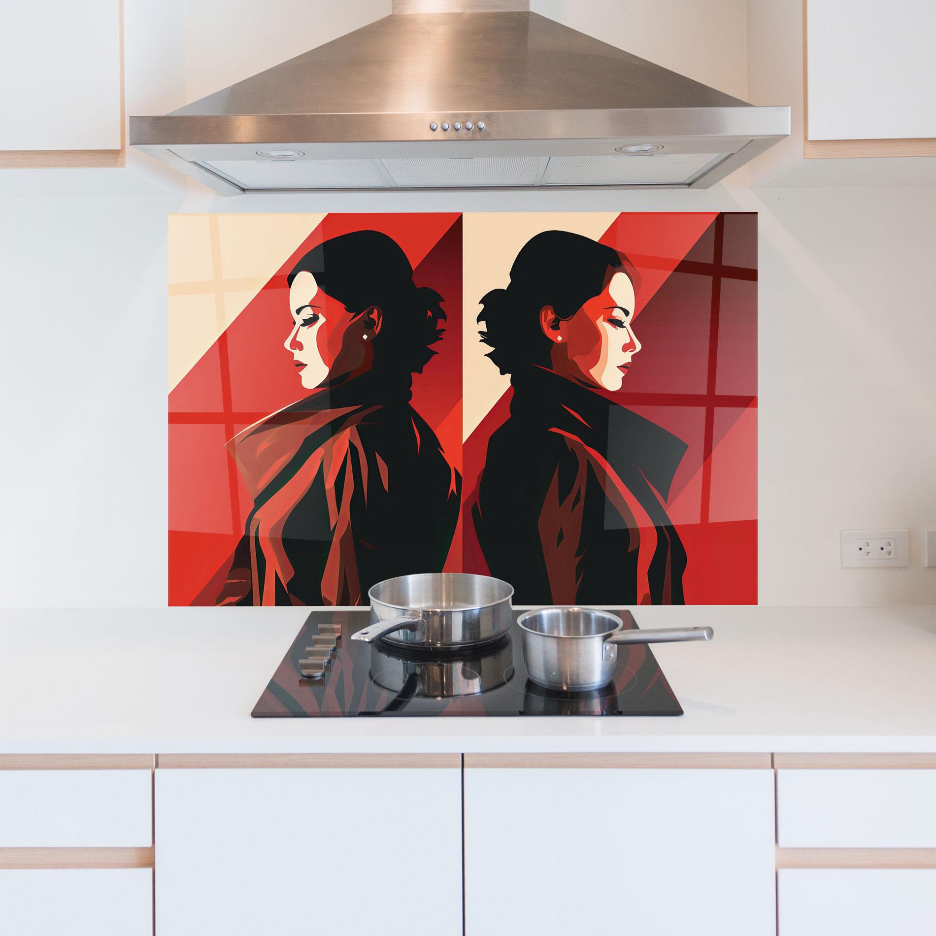 Küchenrückwand Glas Pop Outfit Lady mockup 5
