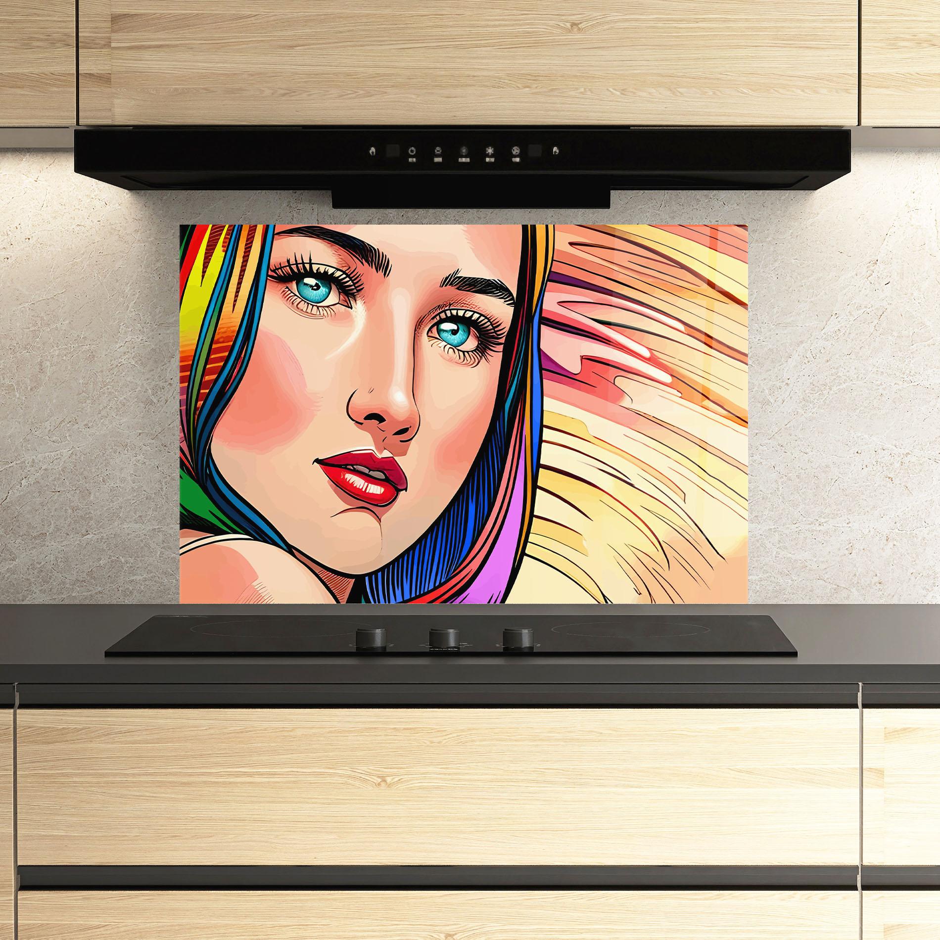 Küchenrückwand Glas Big Pop Eyes mockup 3