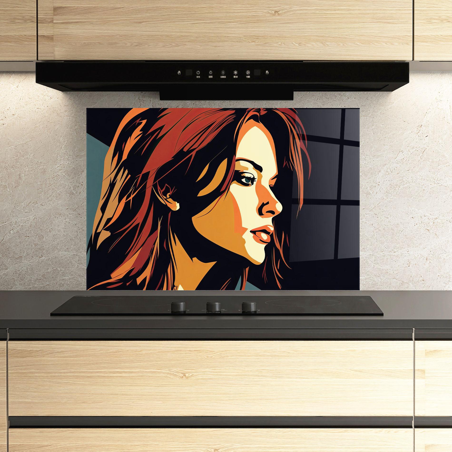 Küchenrückwand Glas Brown Pop Hair mockup 3