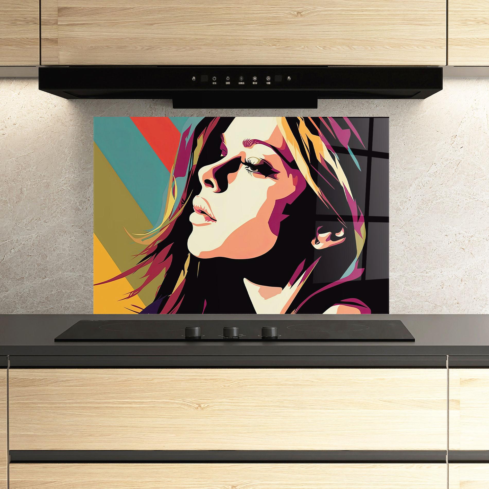 Küchenrückwand Glas Cream Pop Art mockup 3