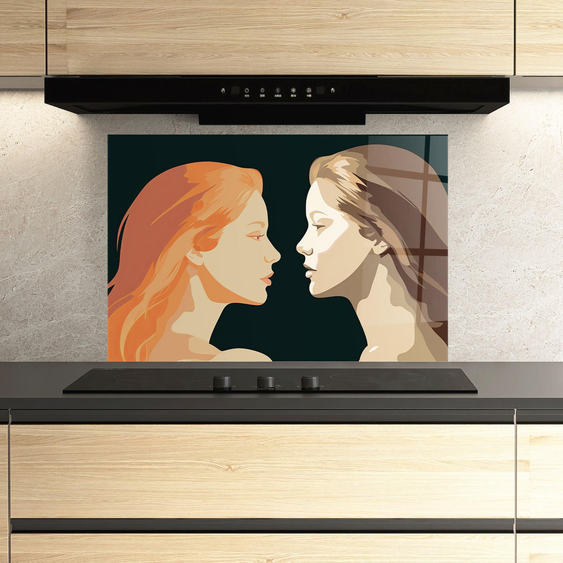 Küchenrückwand Glas Orange Pop Girl mockup 3