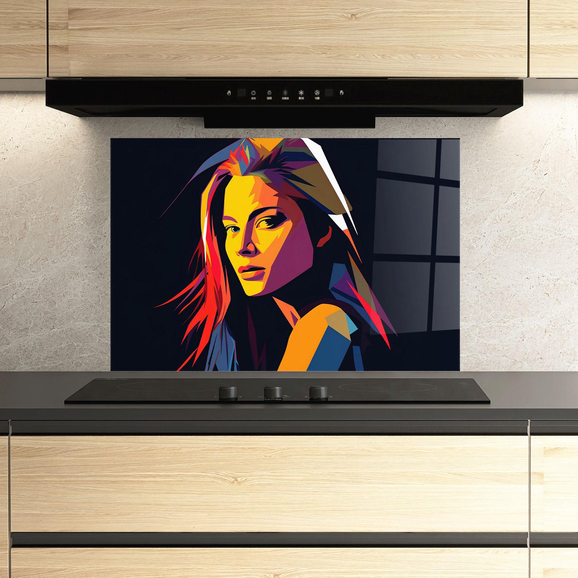 Küchenrückwand Glas Orange Pop Light mockup 3