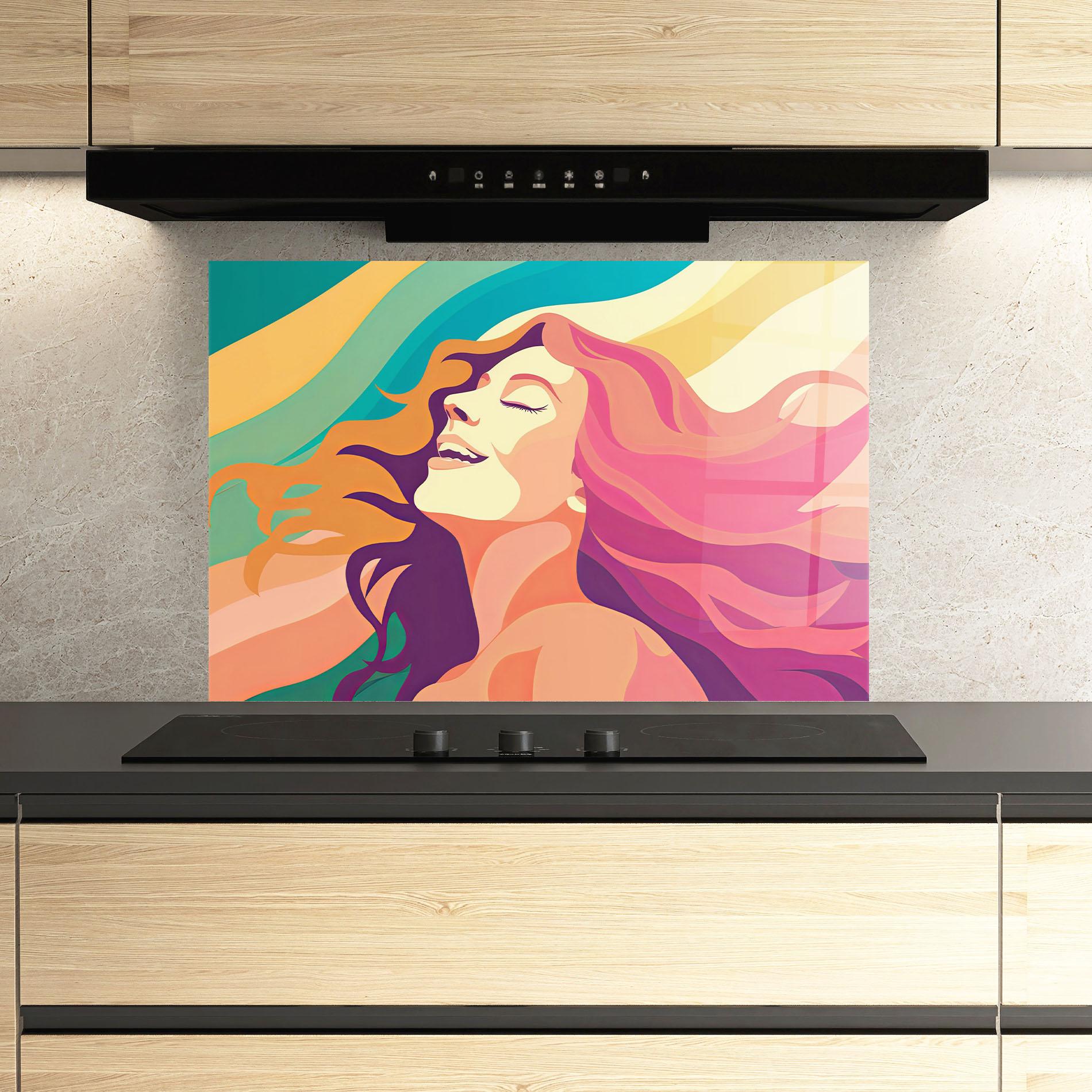 Küchenrückwand Glas Pink Pop Hair mockup 3