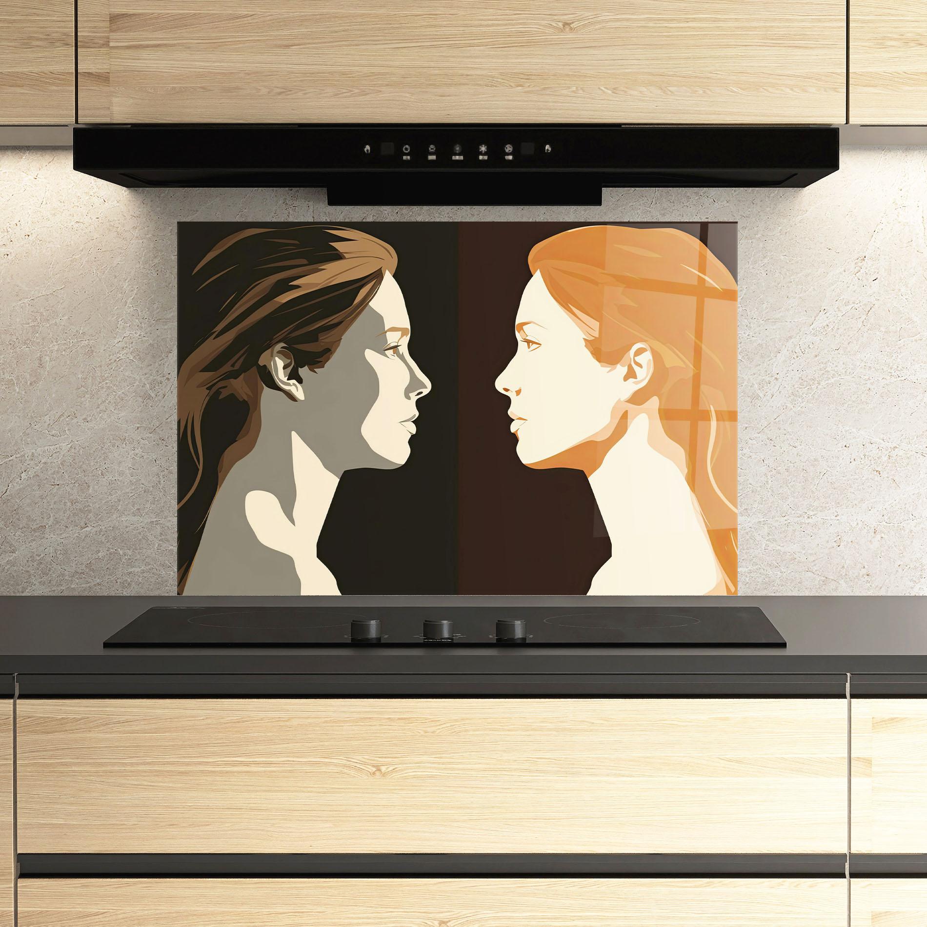 Küchenrückwand Glas Pop Face To Face mockup 3