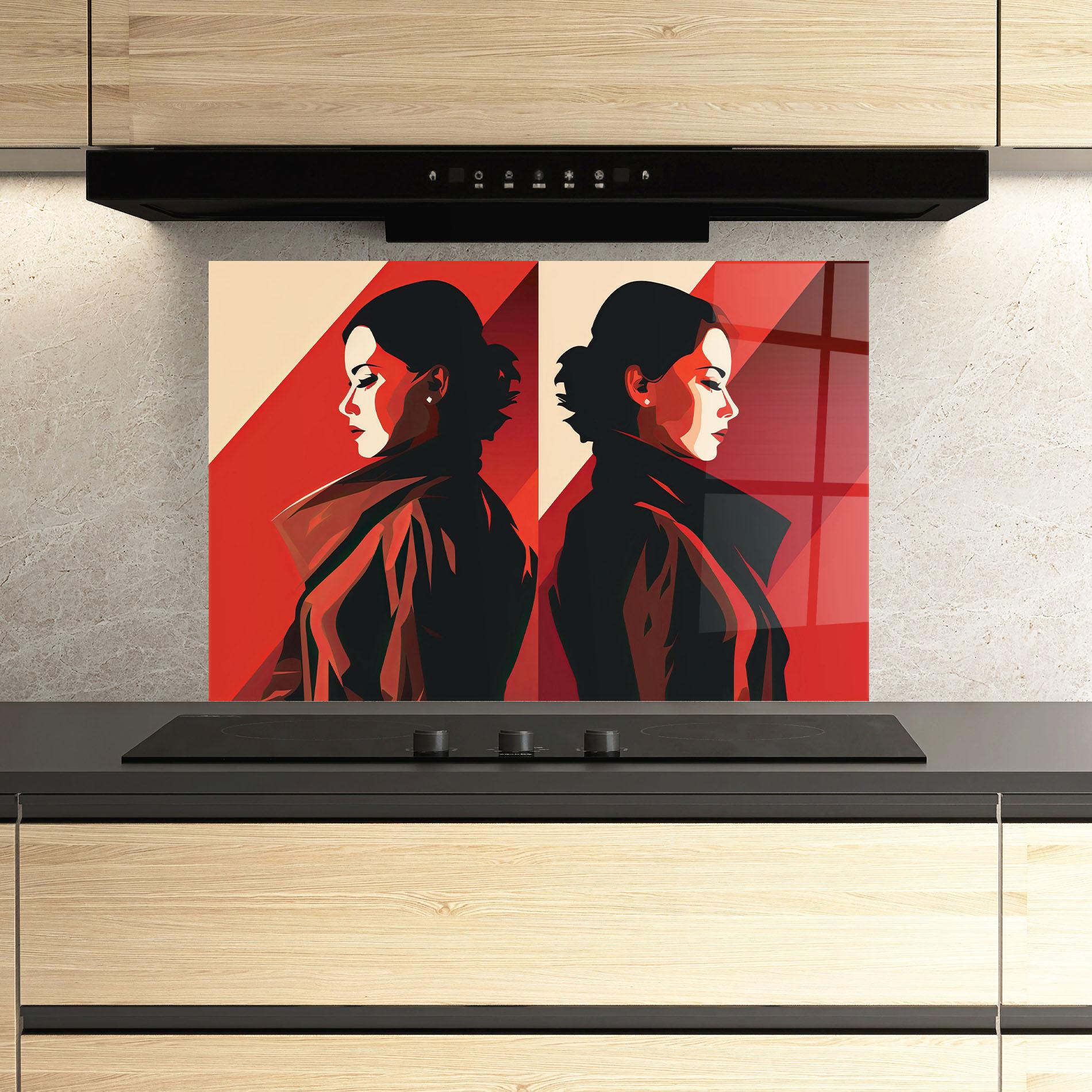 Küchenrückwand Glas Pop Outfit Lady mockup 3