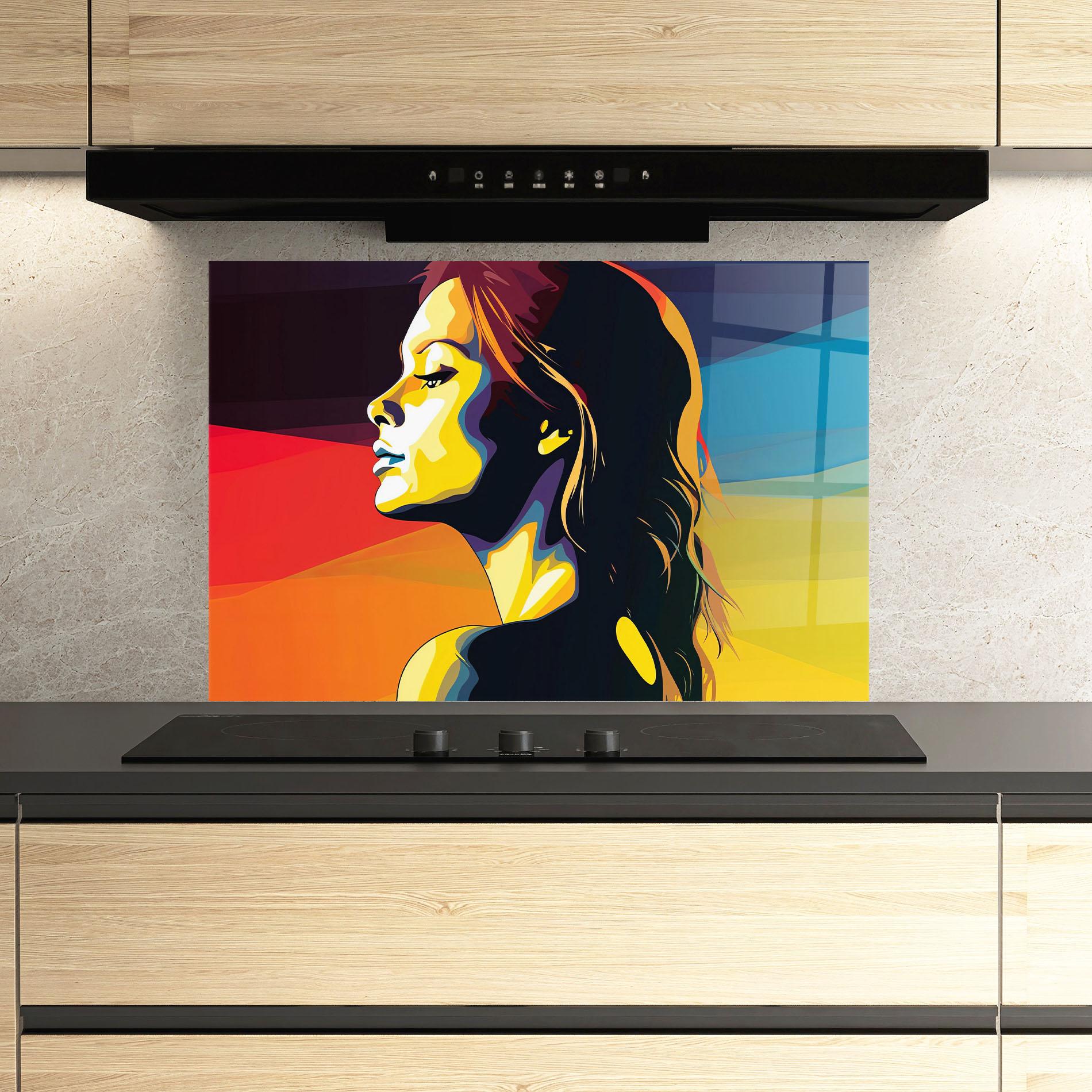 Küchenrückwand Glas Yellow Light Pop Art mockup 3