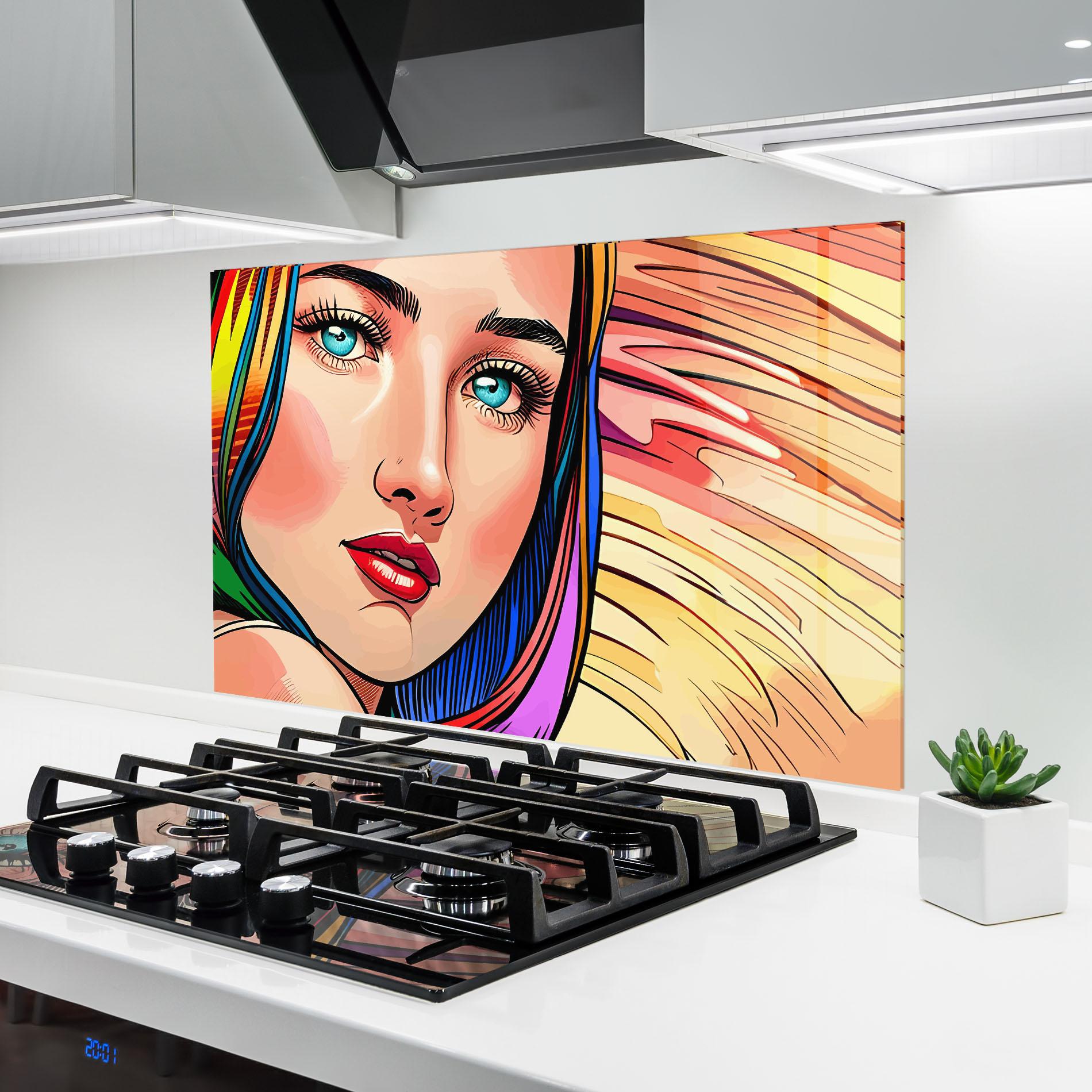 Küchenrückwand Glas Big Pop Eyes mockup 6