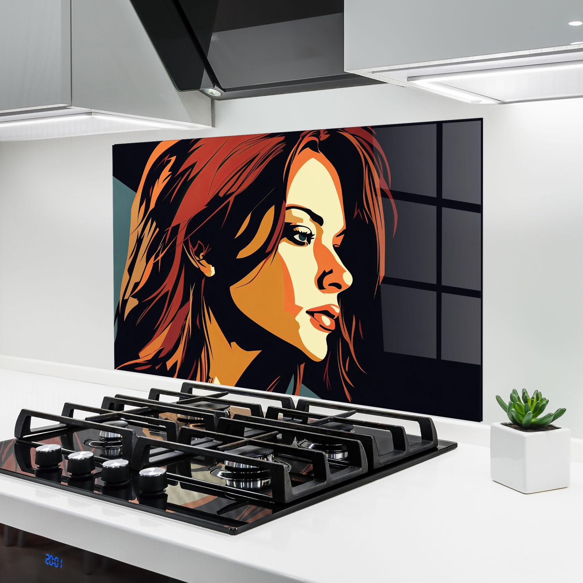 Küchenrückwand Glas Brown Pop Hair mockup 6