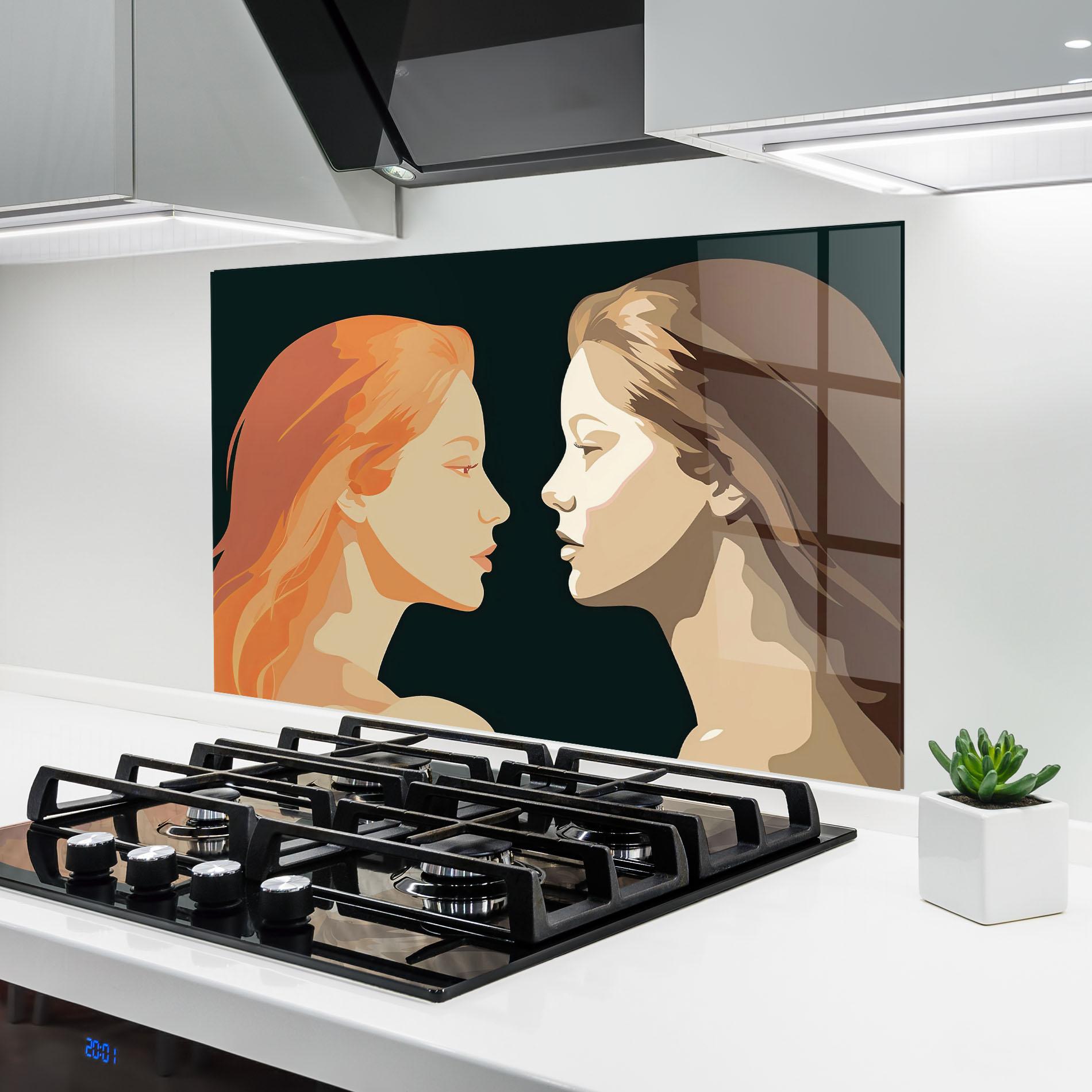 Küchenrückwand Glas Orange Pop Girl mockup 6