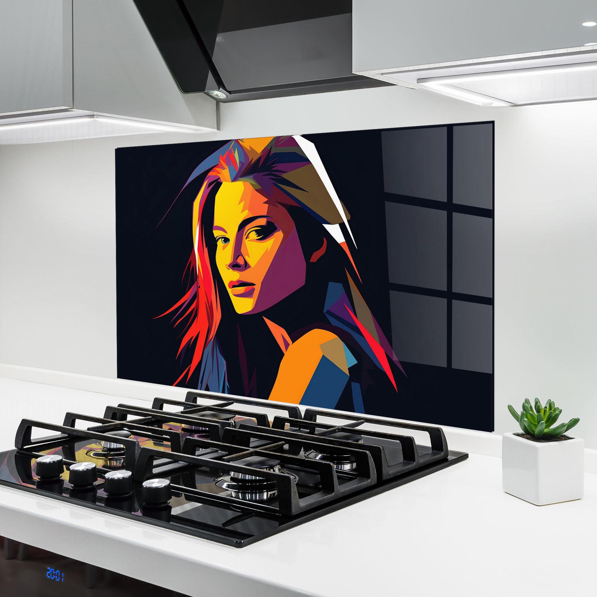 Küchenrückwand Glas Orange Pop Light mockup 6