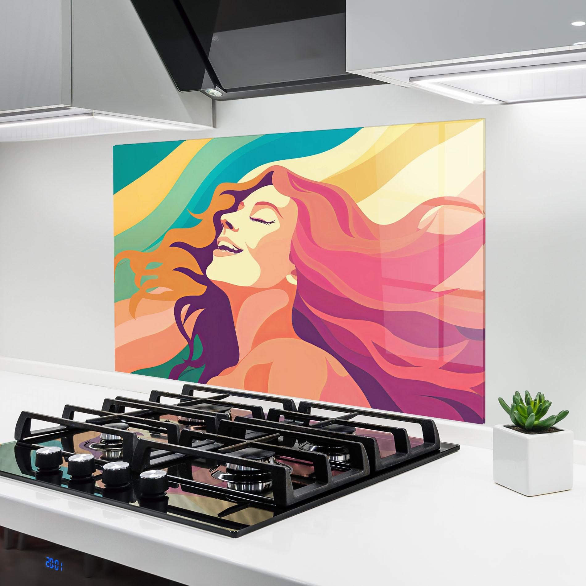 Küchenrückwand Glas Pink Pop Hair mockup 6