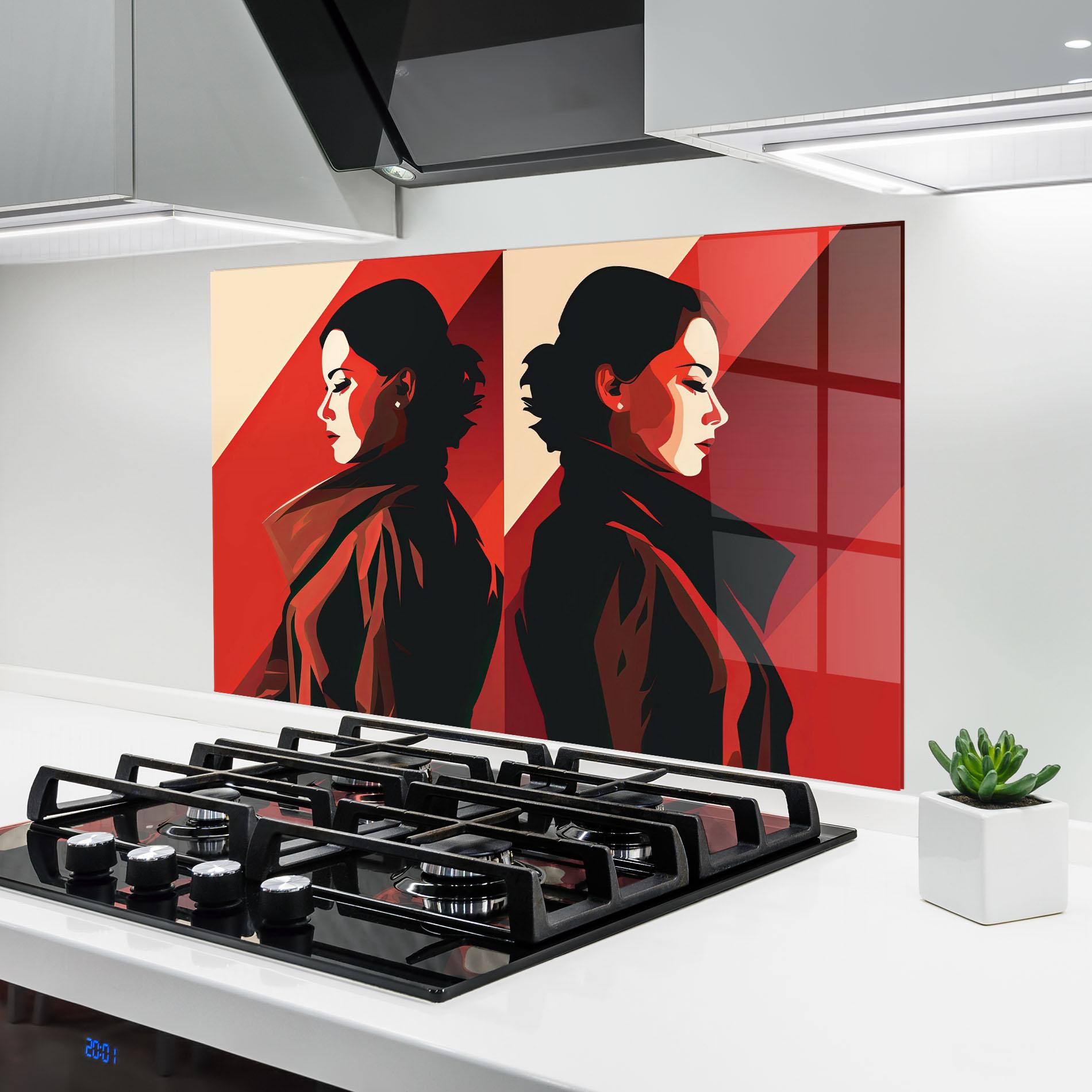 Küchenrückwand Glas Pop Outfit Lady mockup 6