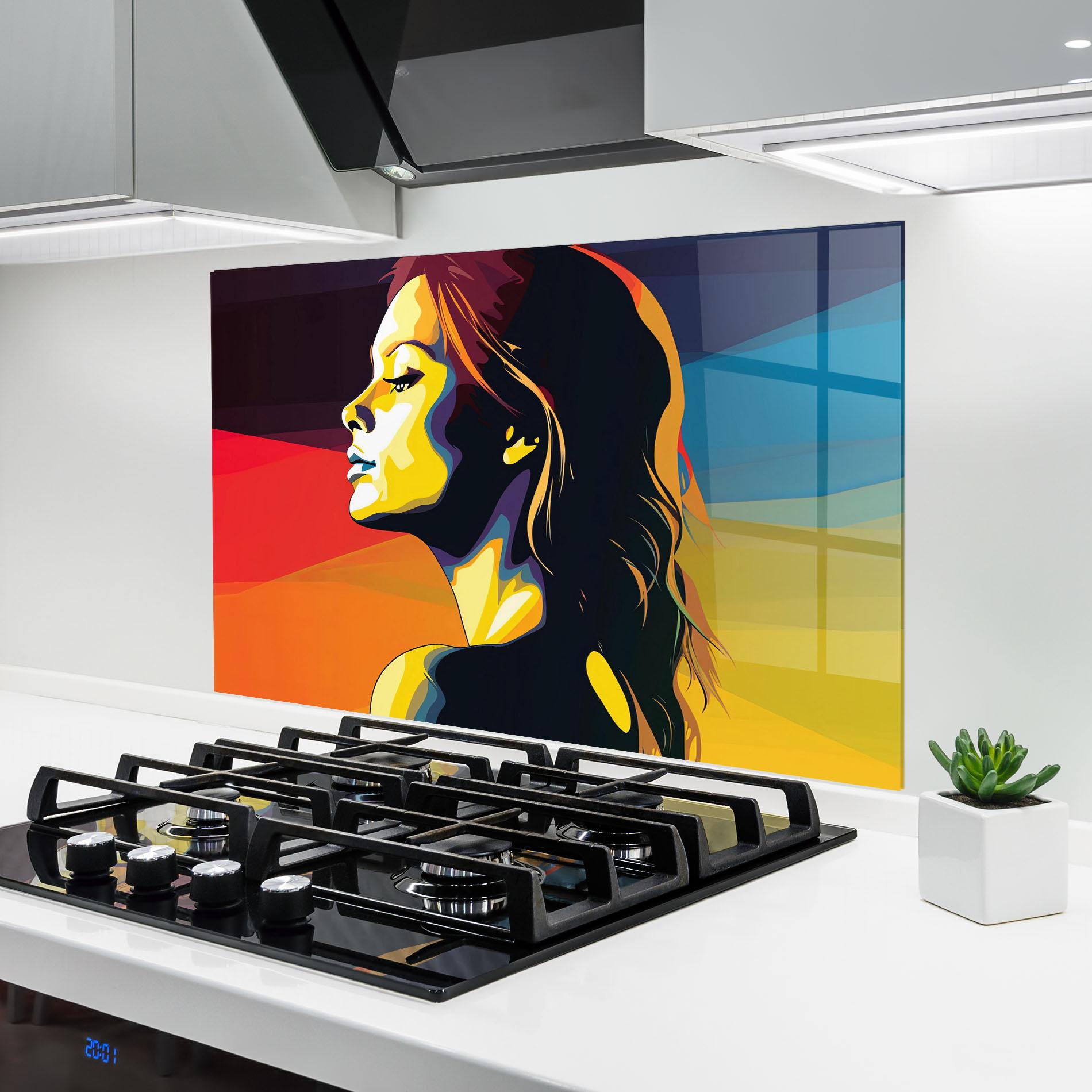 Küchenrückwand Glas Yellow Light Pop Art mockup 6