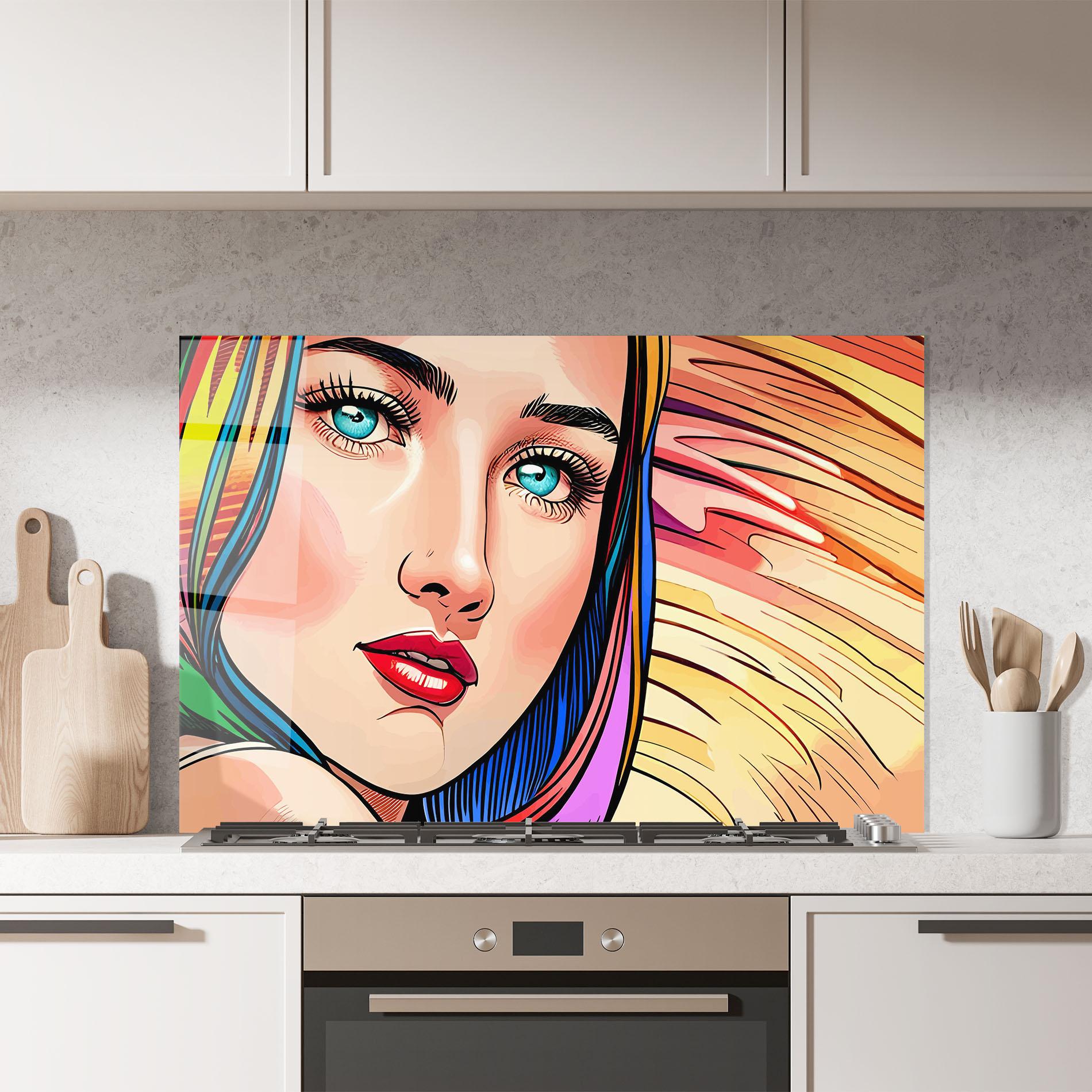 Küchenrückwand Glas Big Pop Eyes mockup 7