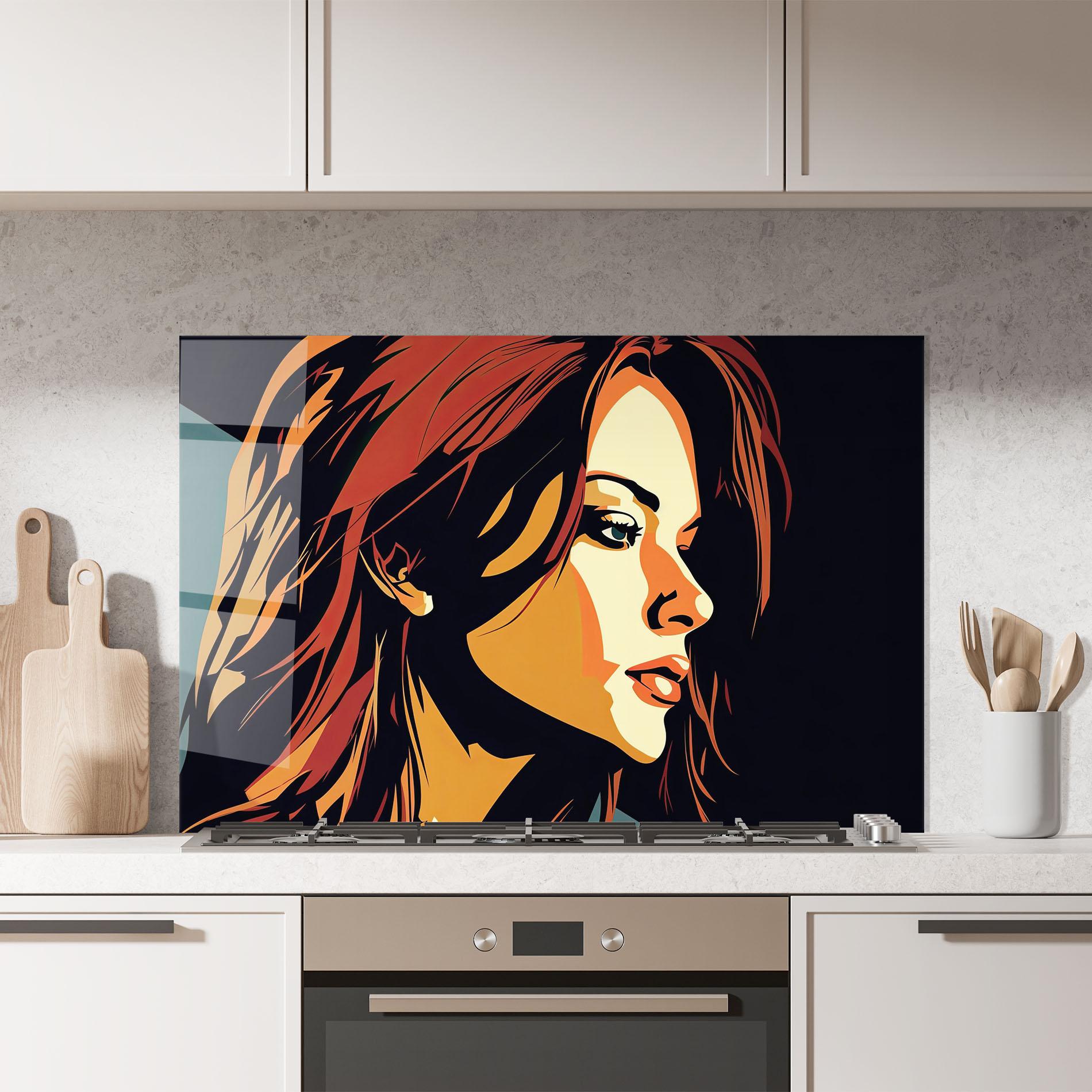 Küchenrückwand Glas Brown Pop Hair mockup 7