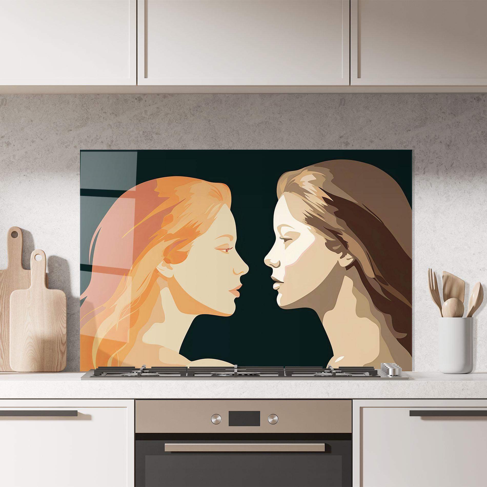 Küchenrückwand Glas Orange Pop Girl mockup 7