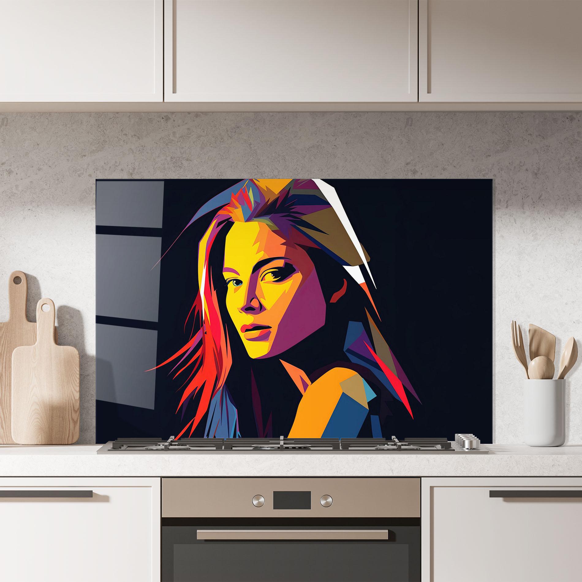 Küchenrückwand Glas Orange Pop Light mockup 7