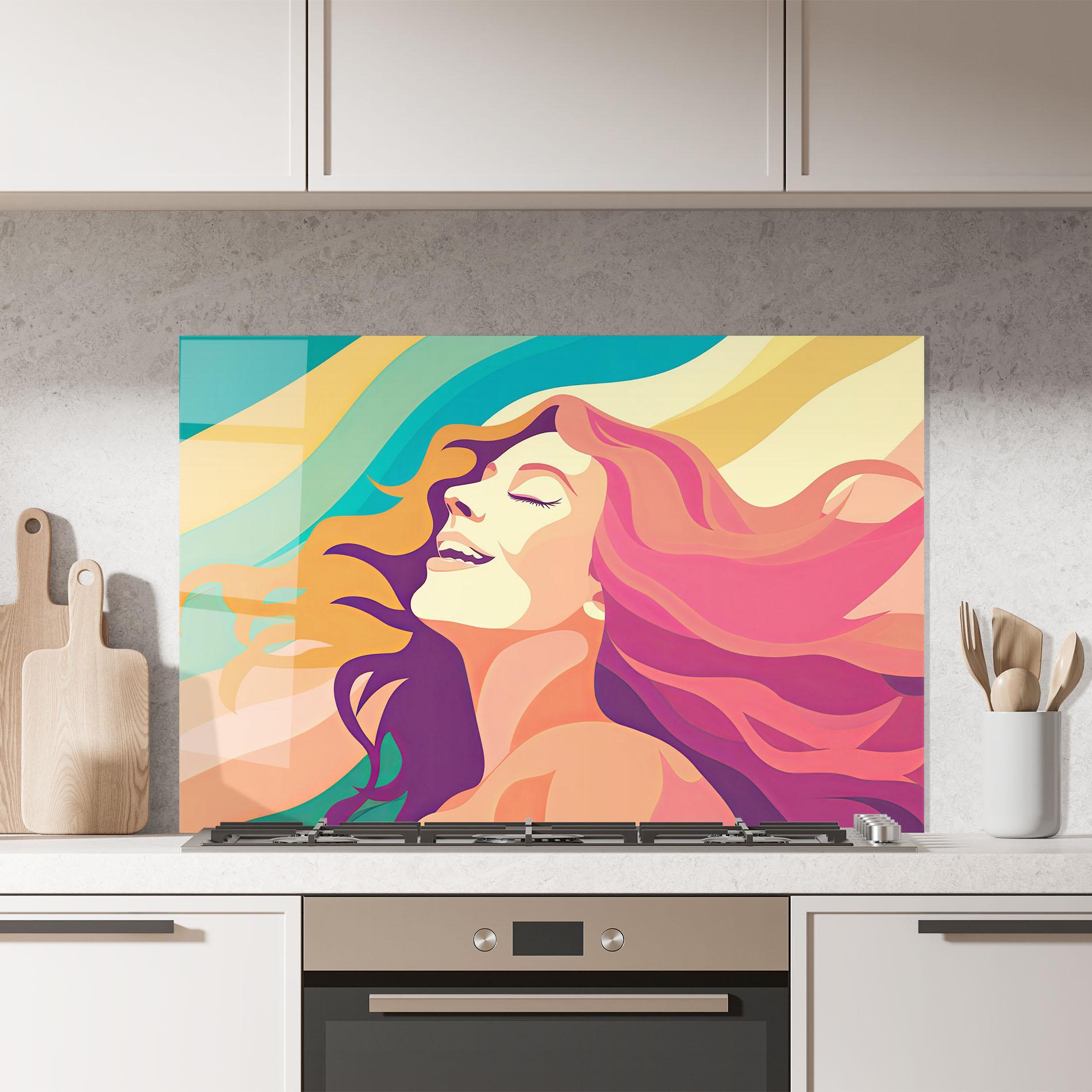 Küchenrückwand Glas Pink Pop Hair mockup 7